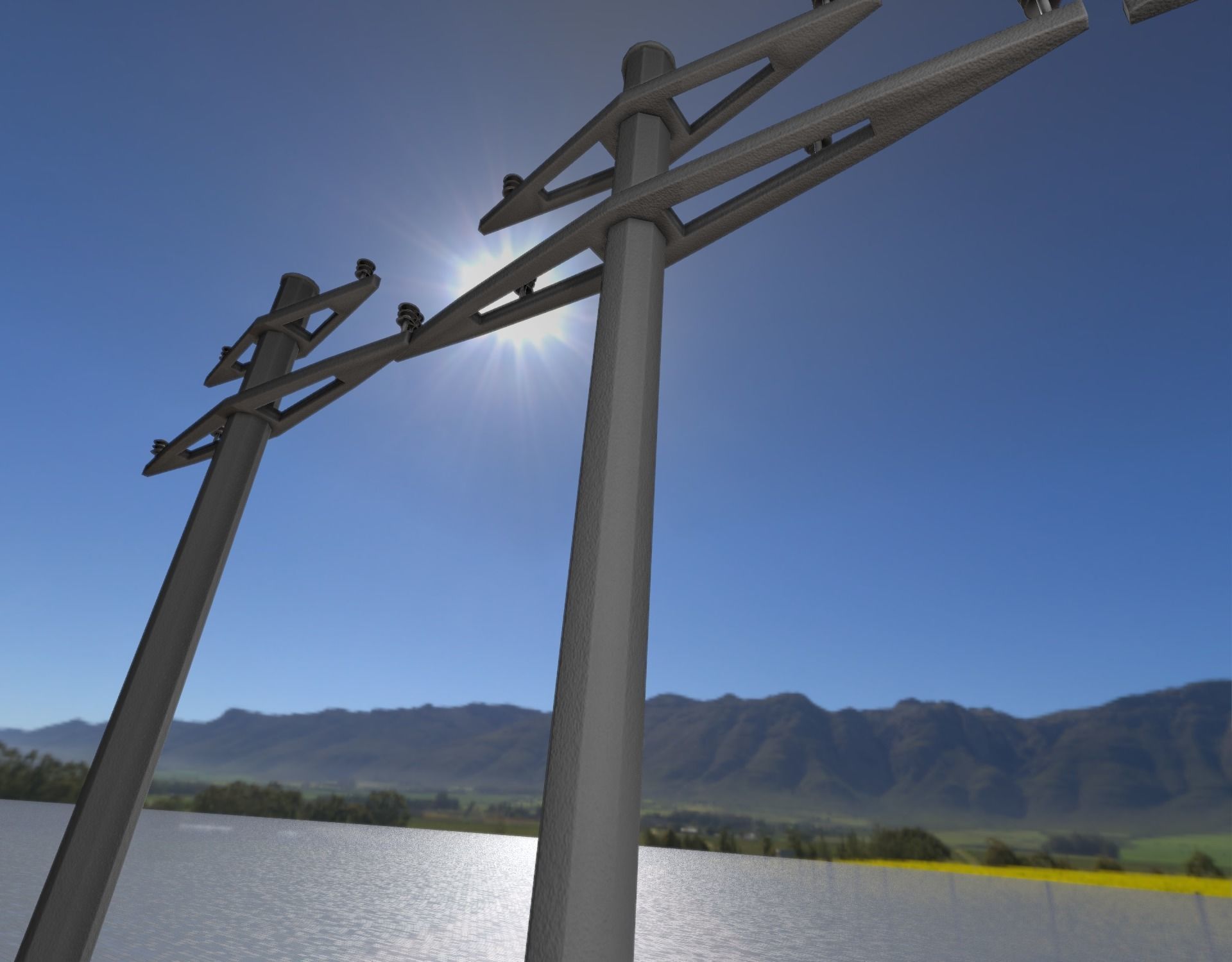 Concrete Electricity Pole without Ladder - Object 055 Low-poly 3D model_49
