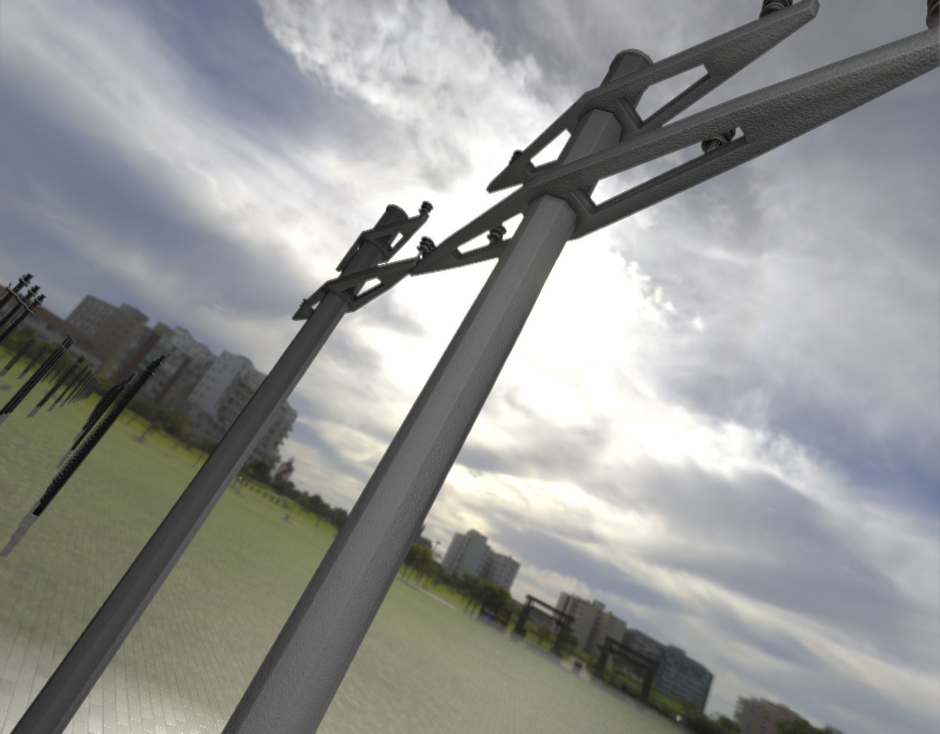 Concrete Electricity Pole without Ladder - Object 055 Low-poly 3D model_30