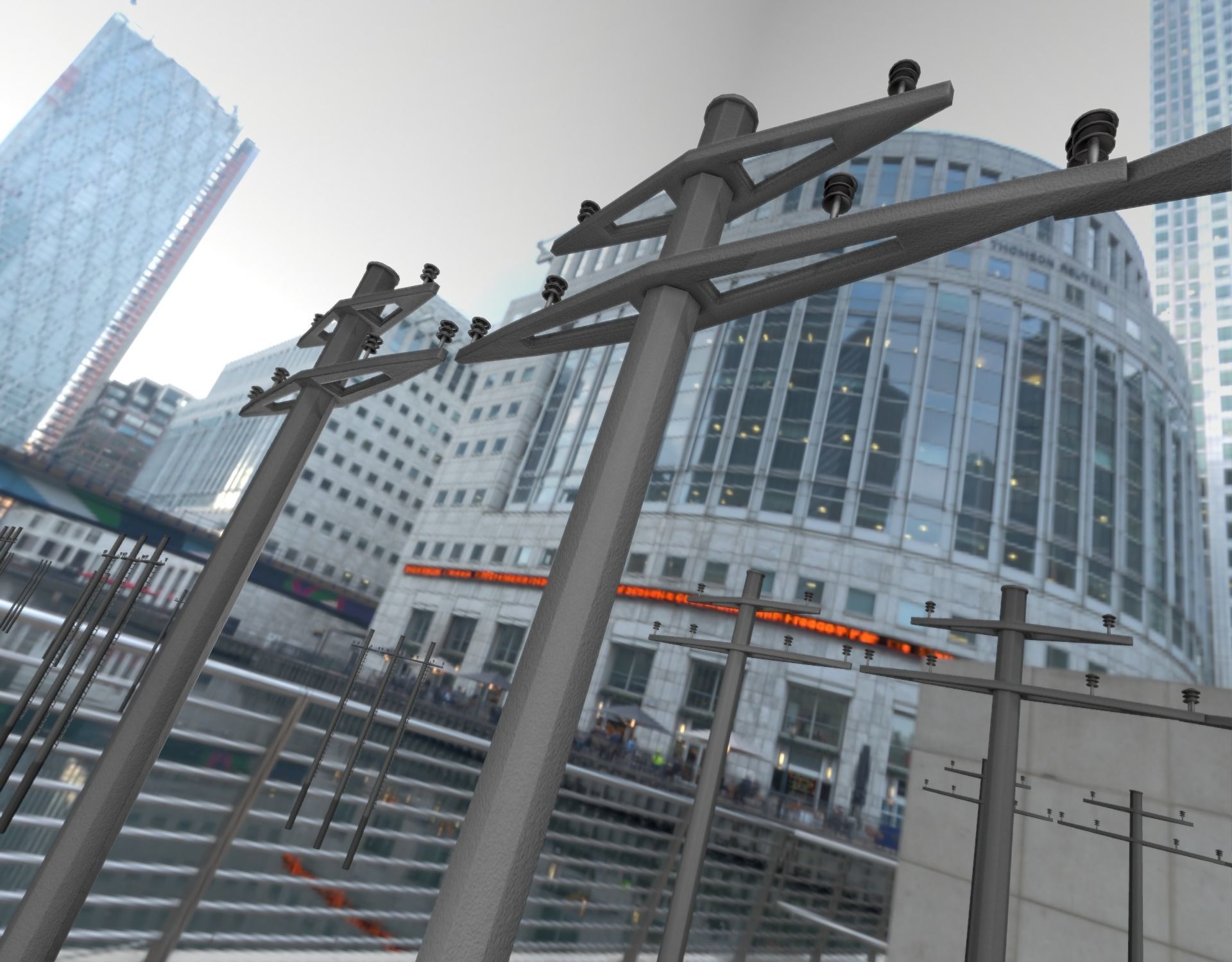 Concrete Electricity Pole without Ladder - Object 055 Low-poly 3D model_18