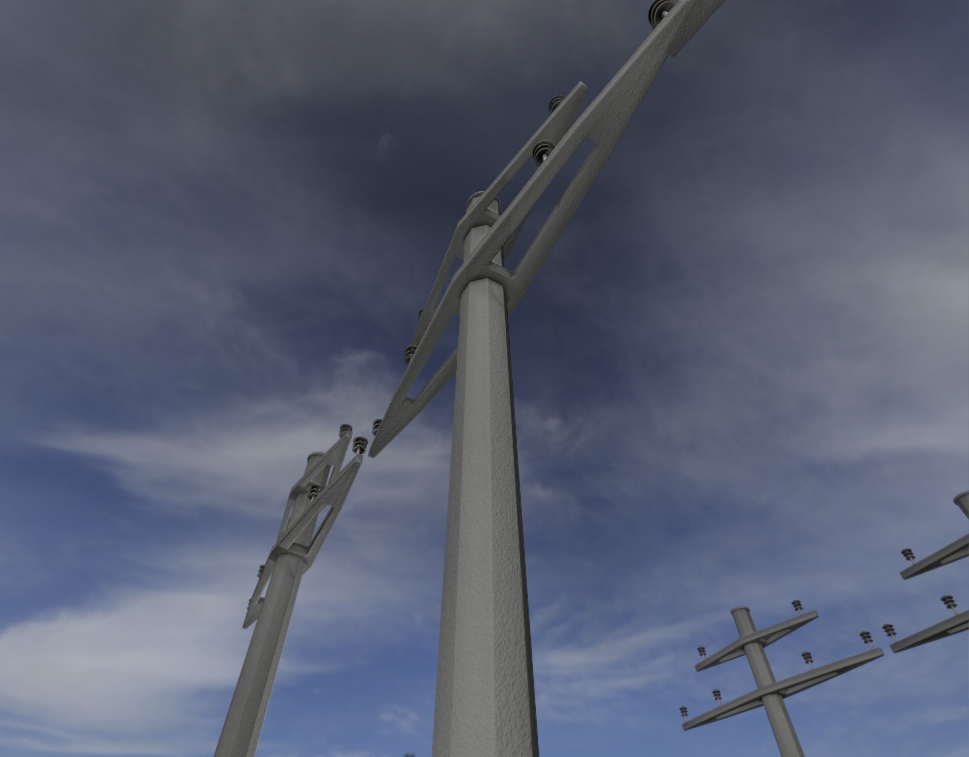 Concrete Electricity Pole without Ladder - Object 055 Low-poly 3D model_46