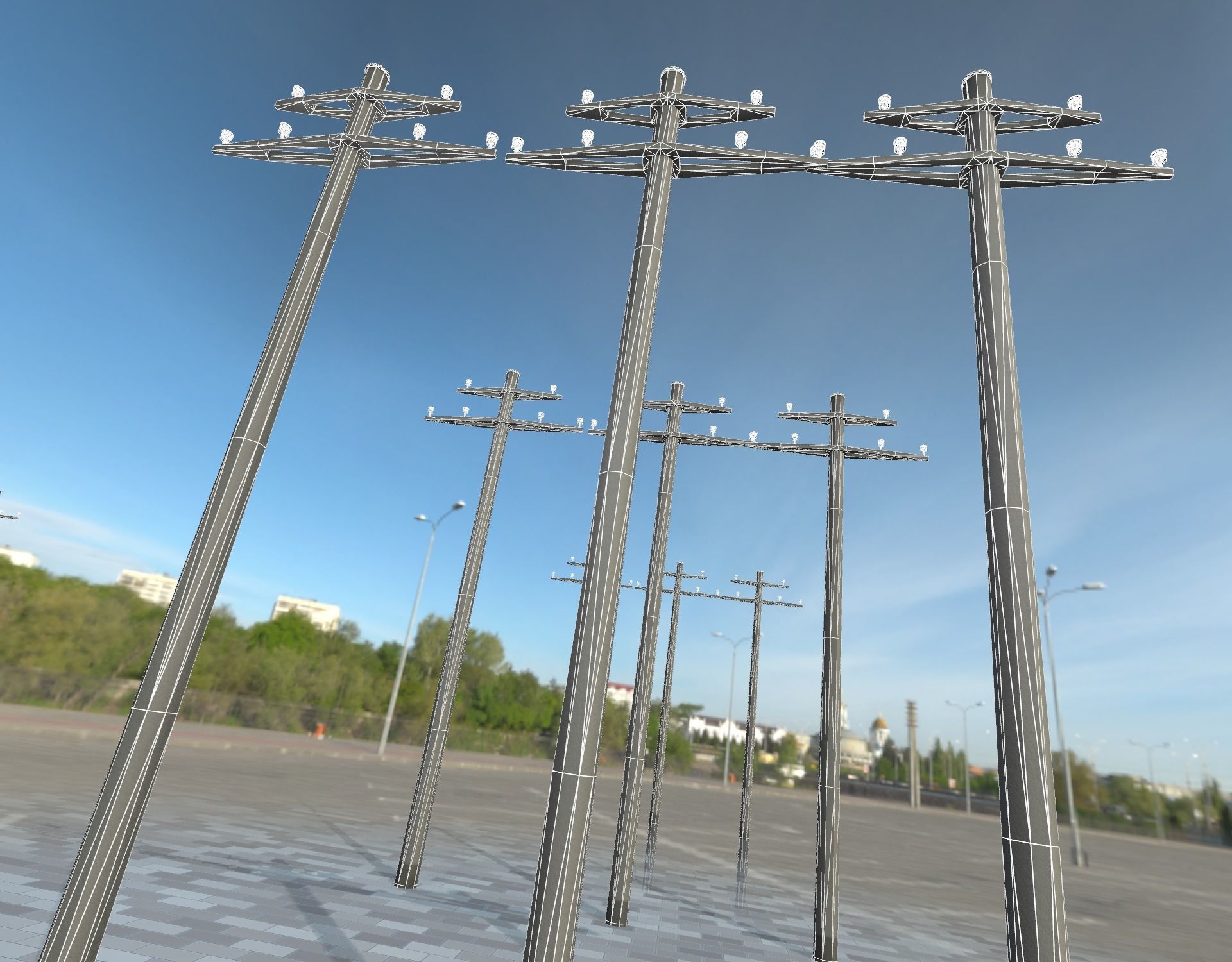 Concrete Electricity Pole without Ladder - Object 055 Low-poly 3D model_11