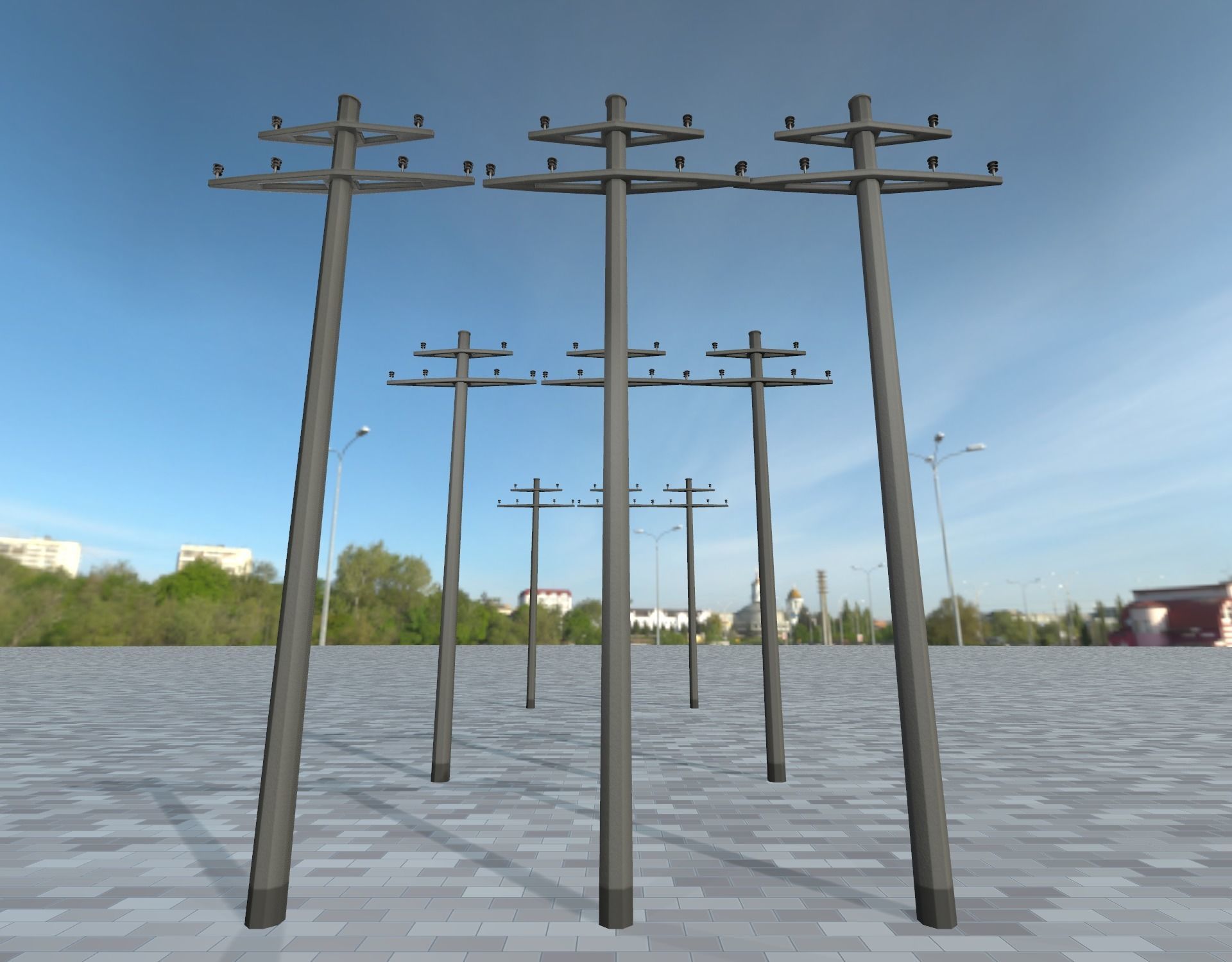 Concrete Electricity Pole without Ladder - Object 055 Low-poly 3D model_2