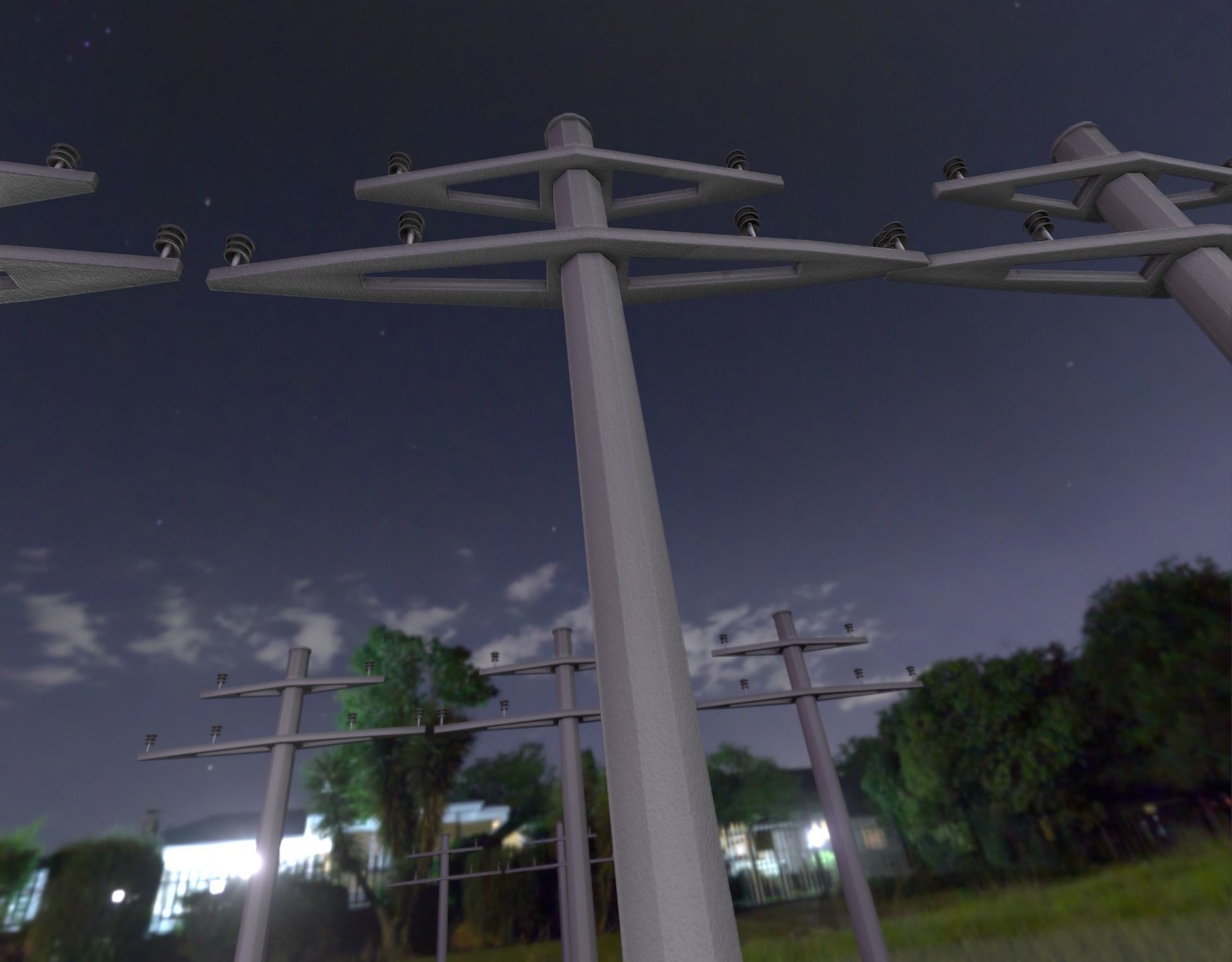 Concrete Electricity Pole without Ladder - Object 055 Low-poly 3D model_44