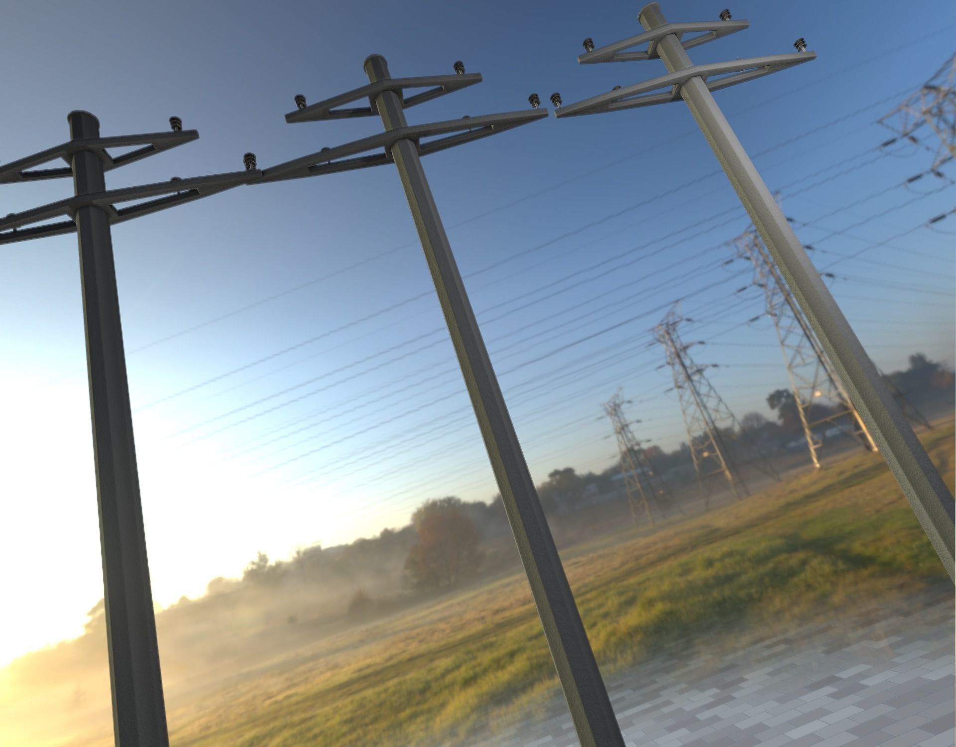 Concrete Electricity Pole without Ladder - Object 055 Low-poly 3D model_16