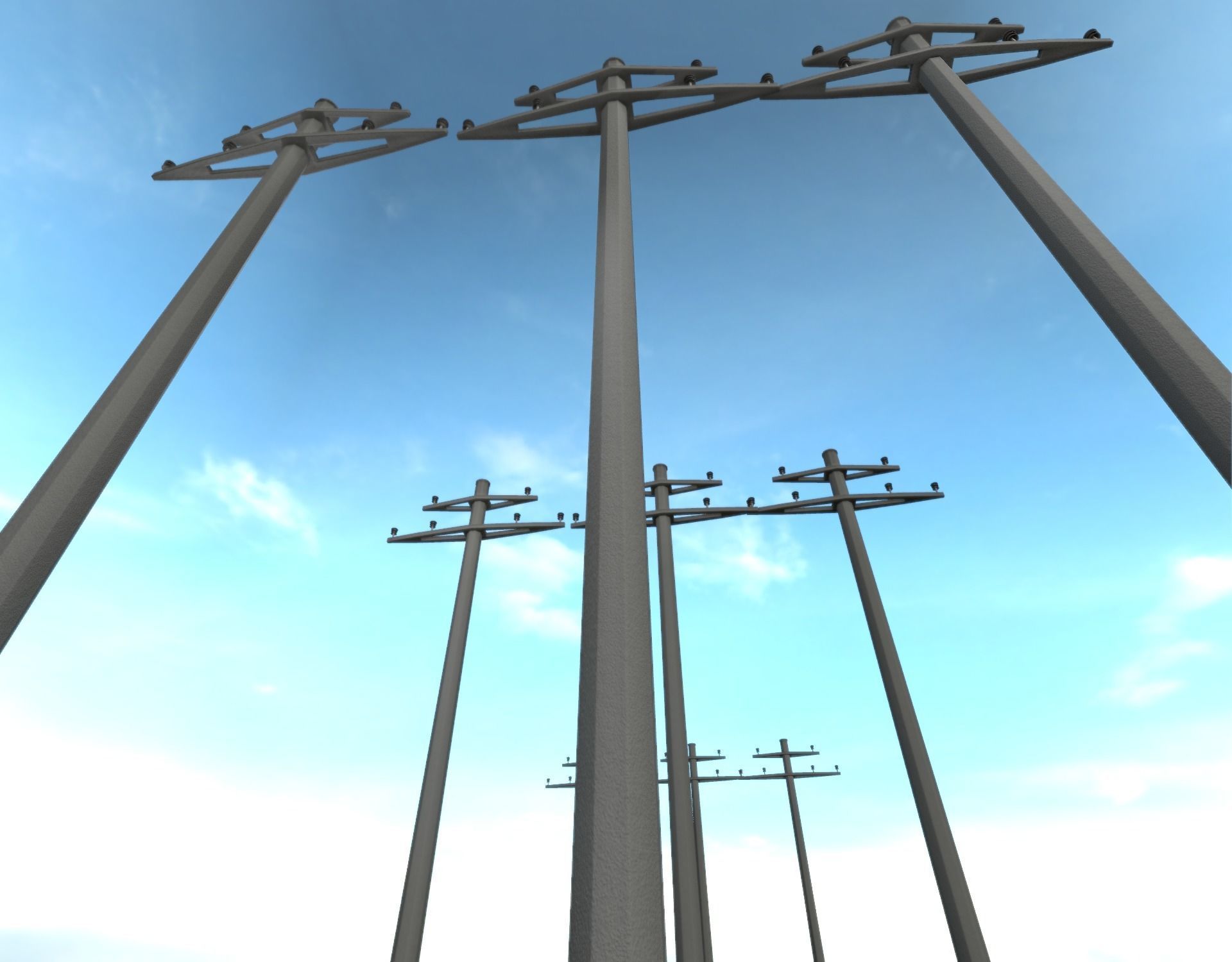 Concrete Electricity Pole without Ladder - Object 055 Low-poly 3D model_12