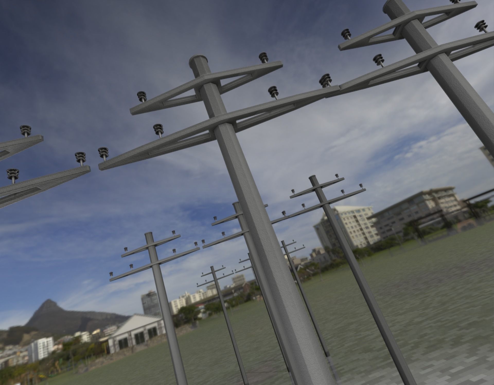 Concrete Electricity Pole without Ladder - Object 055 Low-poly 3D model_25