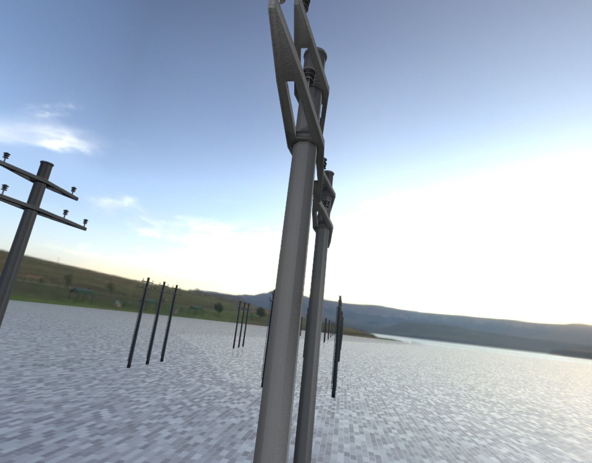 Concrete Electricity Pole without Ladder - Object 055 Low-poly 3D model_47