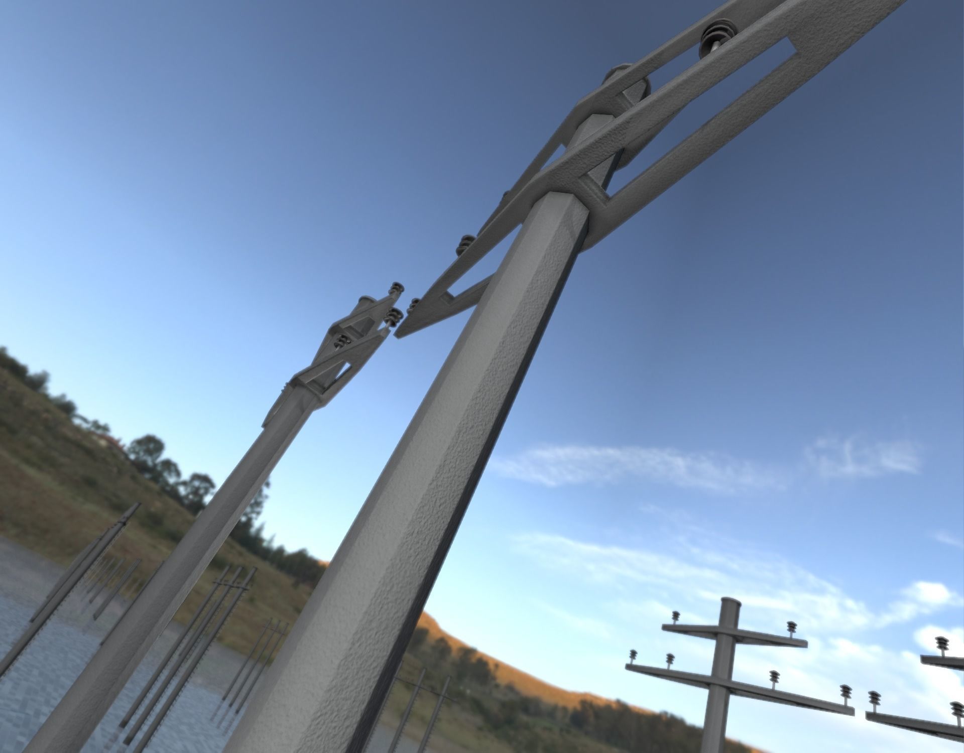 Concrete Electricity Pole without Ladder - Object 055 Low-poly 3D model_24