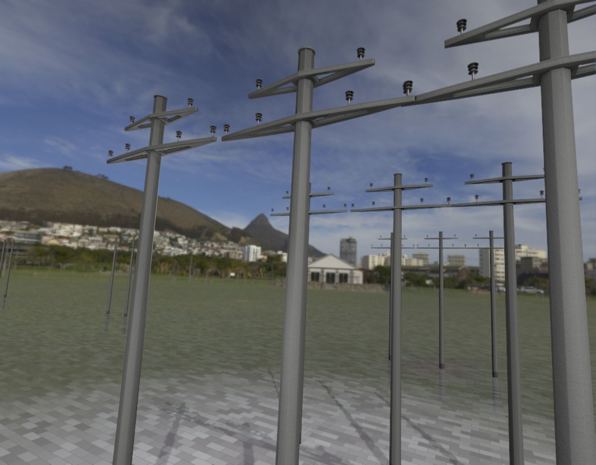 Concrete Electricity Pole without Ladder - Object 055 Low-poly 3D model_10