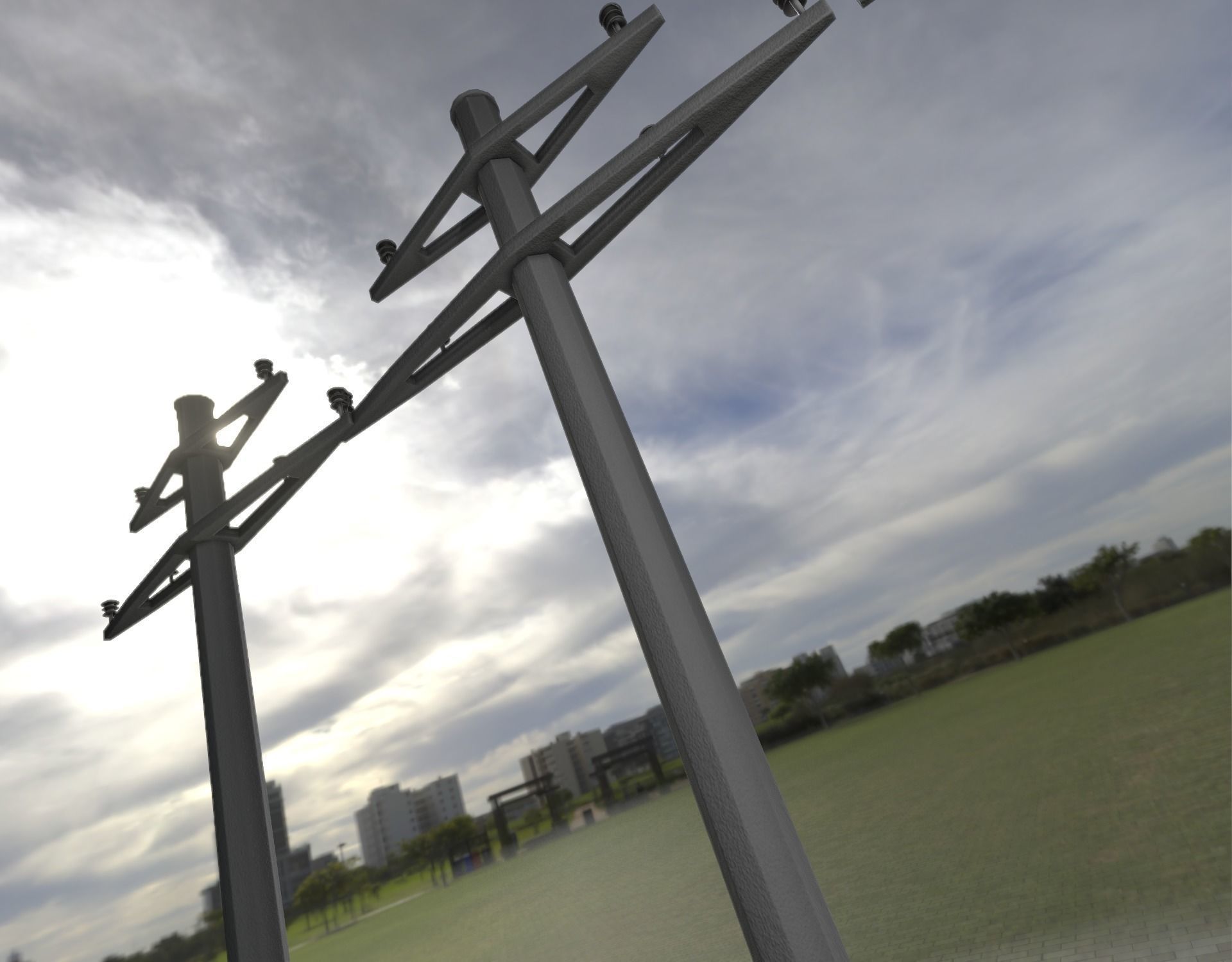 Concrete Electricity Pole without Ladder - Object 055 Low-poly 3D model_48