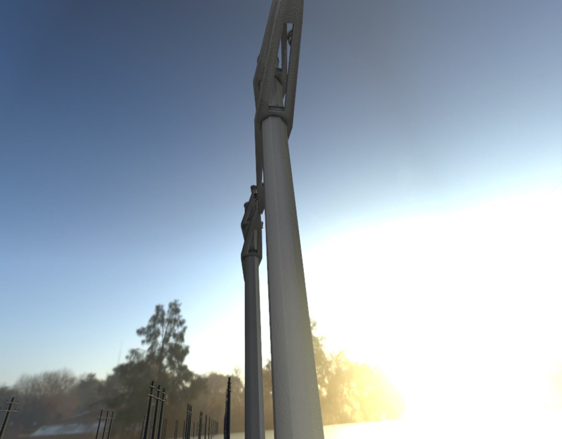 Concrete Electricity Pole without Ladder - Object 055 Low-poly 3D model_45