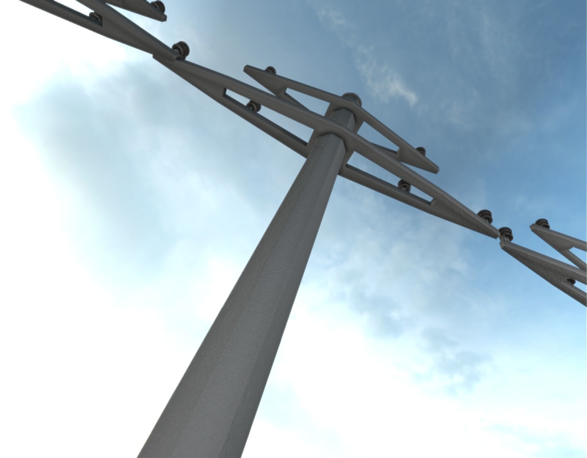Concrete Electricity Pole without Ladder - Object 055 Low-poly 3D model_43