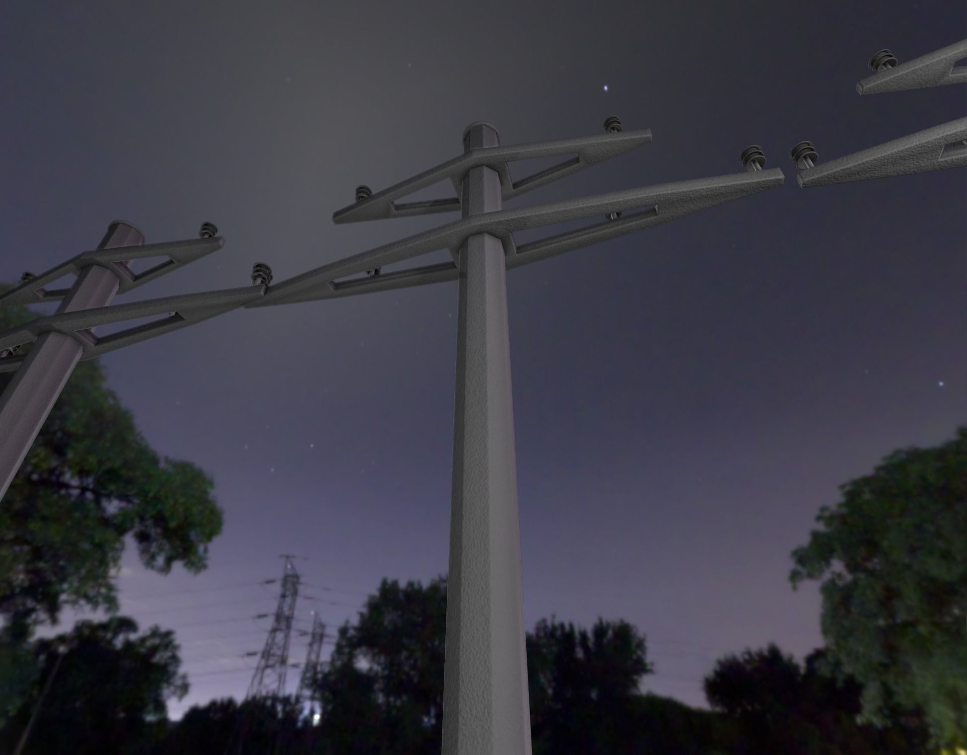Concrete Electricity Pole without Ladder - Object 055 Low-poly 3D model_23