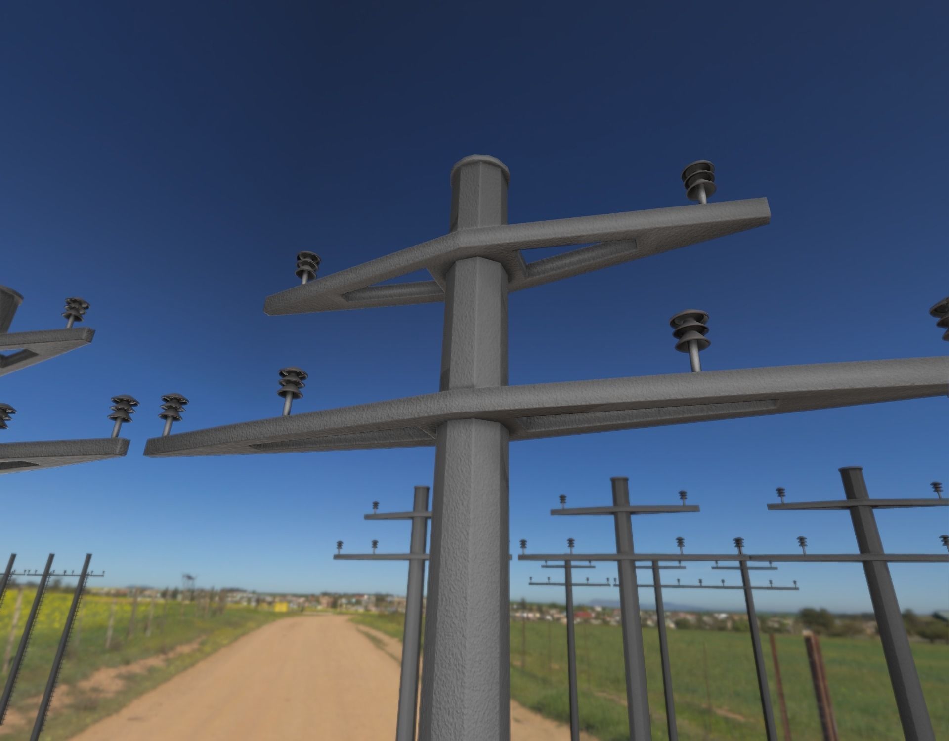Concrete Electricity Pole without Ladder - Object 055 Low-poly 3D model_9