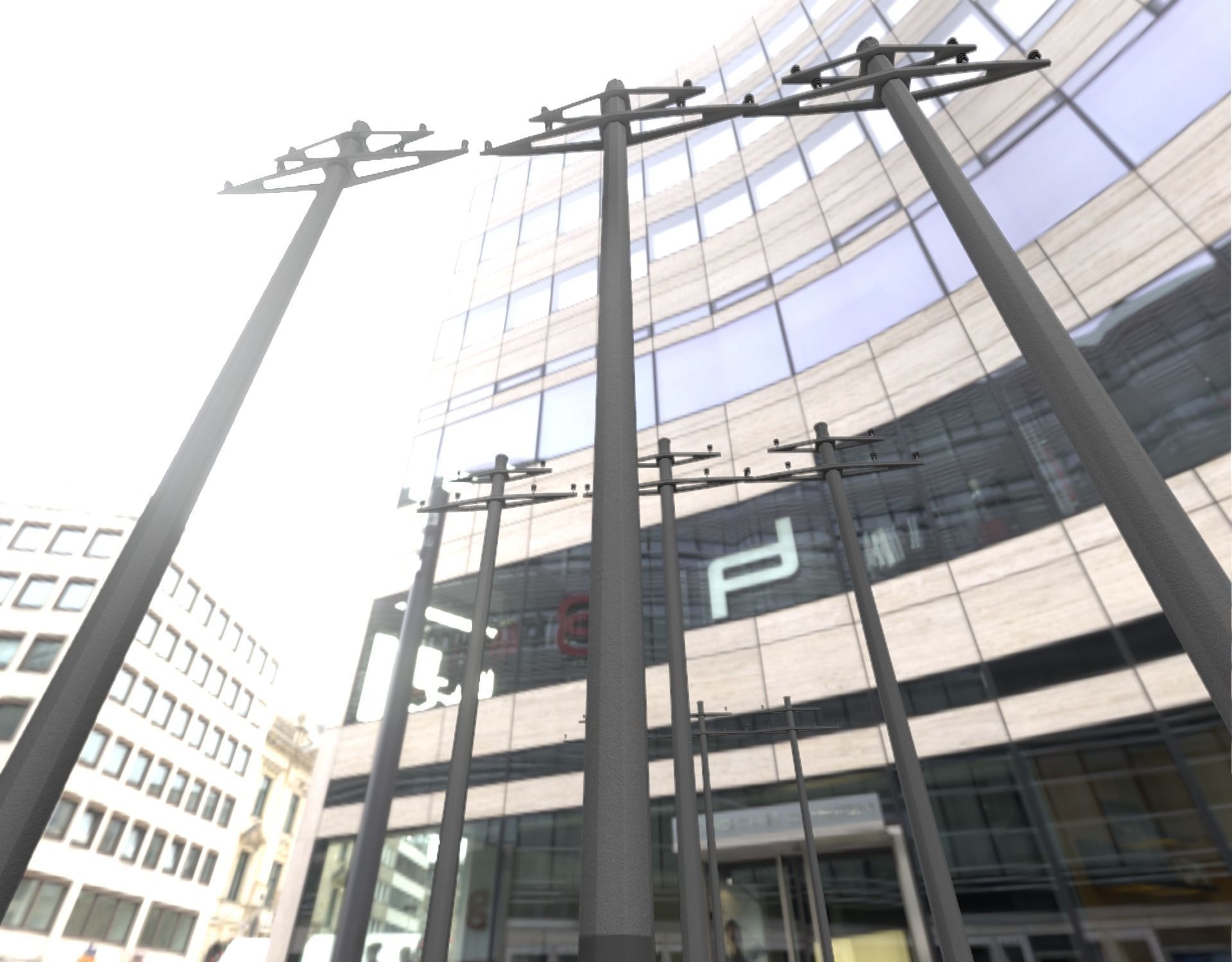 Concrete Electricity Pole without Ladder - Object 055 Low-poly 3D model_4