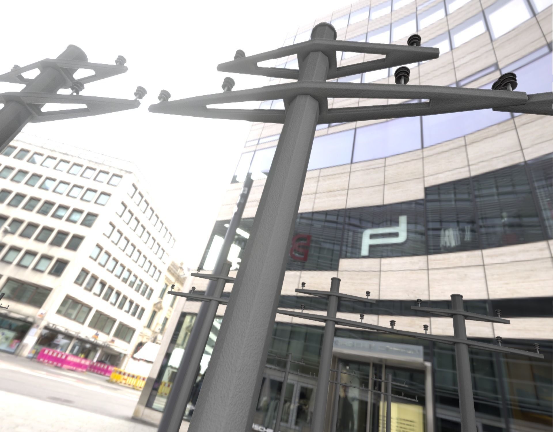 Concrete Electricity Pole without Ladder - Object 055 Low-poly 3D model_50