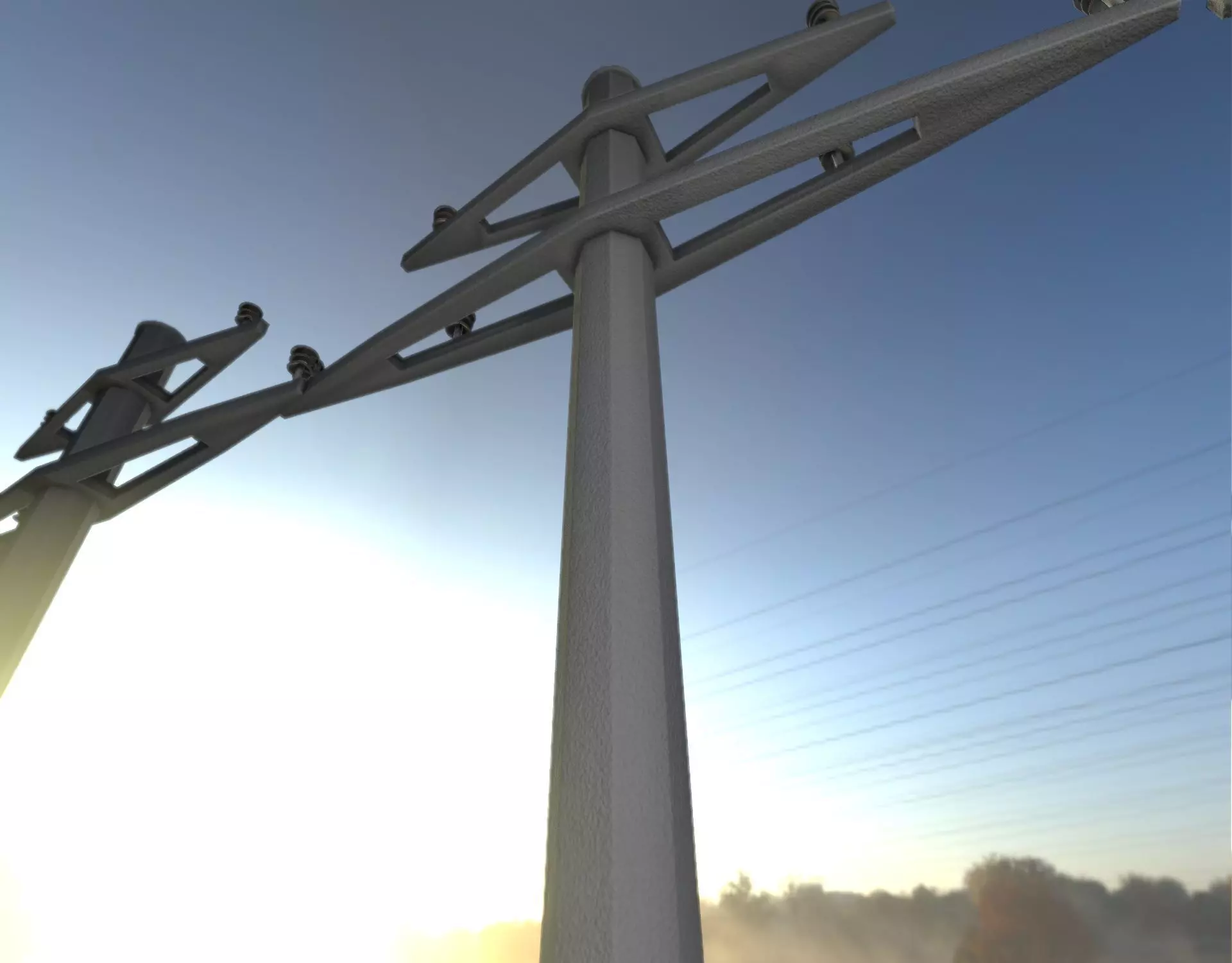Concrete Electricity Pole without Ladder - Object 055 Low-poly 3D model_0