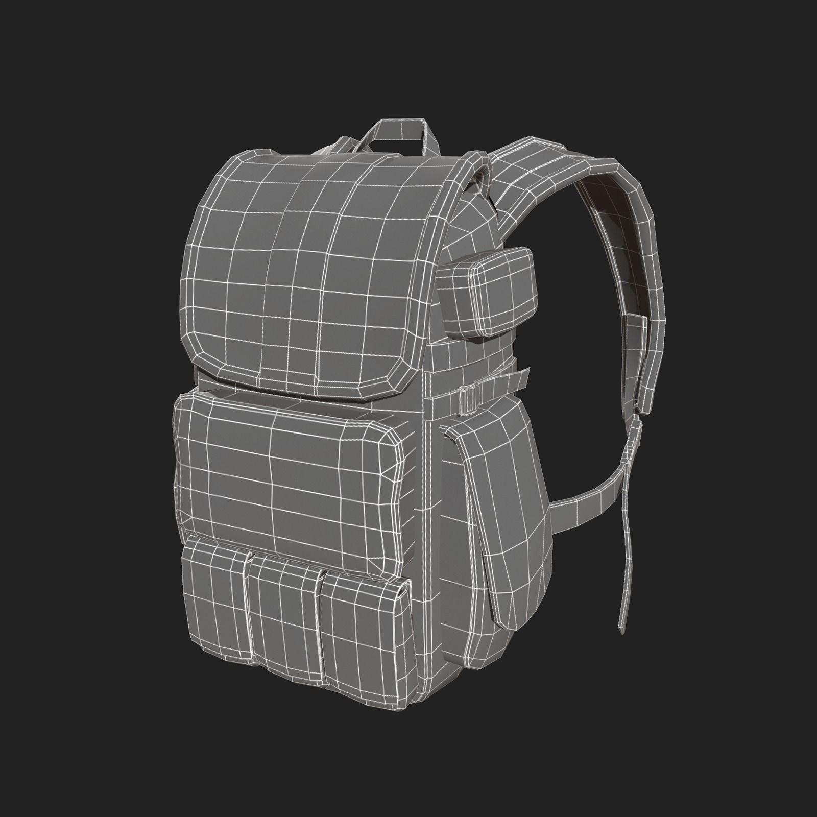 Human Backpack scifi military Low-poly 3D model_6