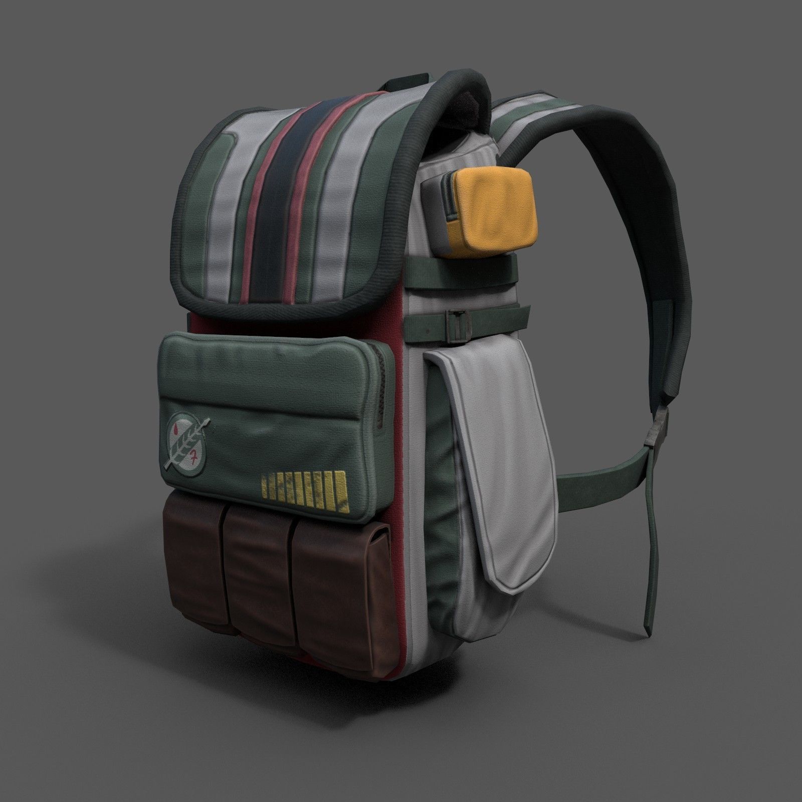 Human Backpack scifi military Low-poly 3D model_3