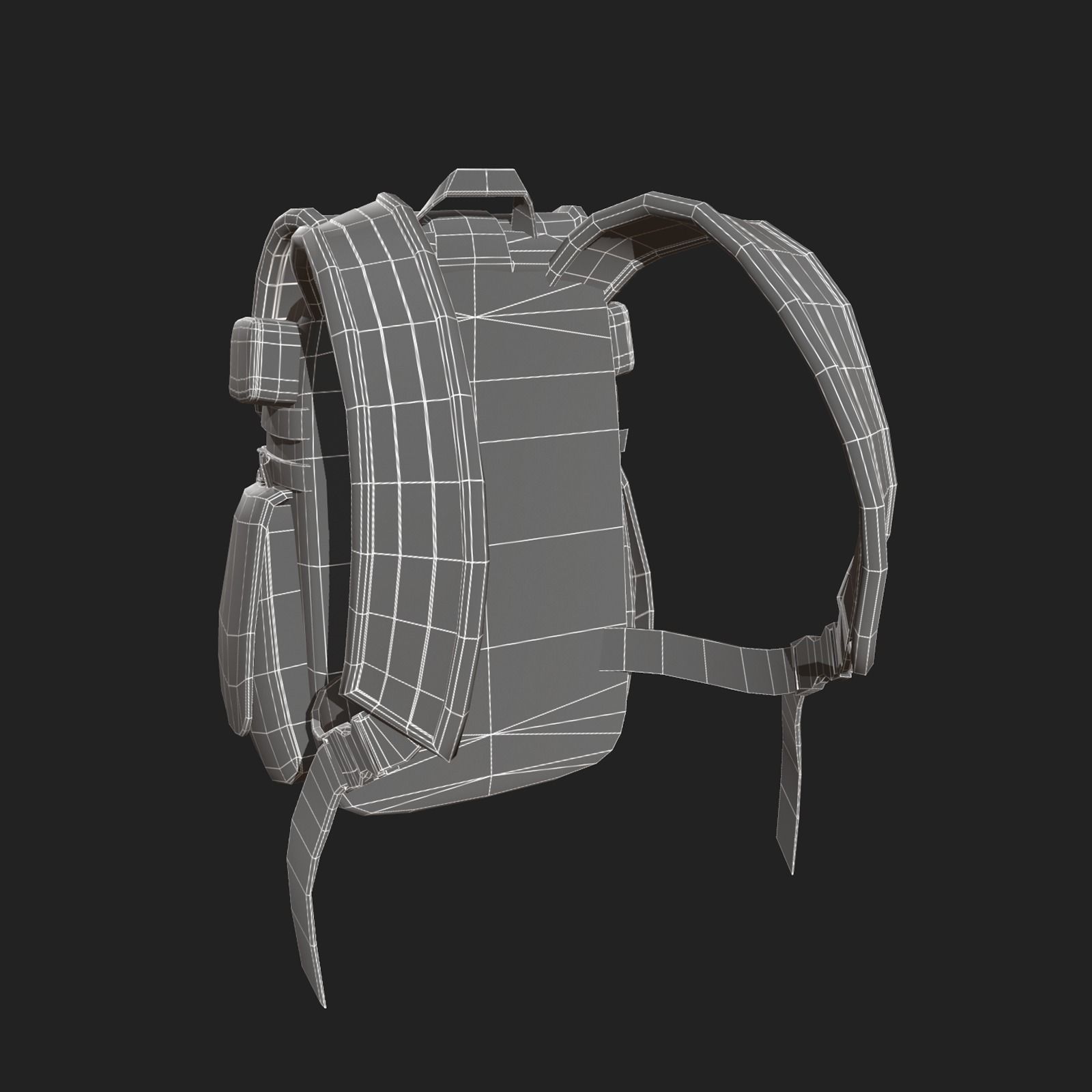 Human Backpack scifi military Low-poly 3D model_5