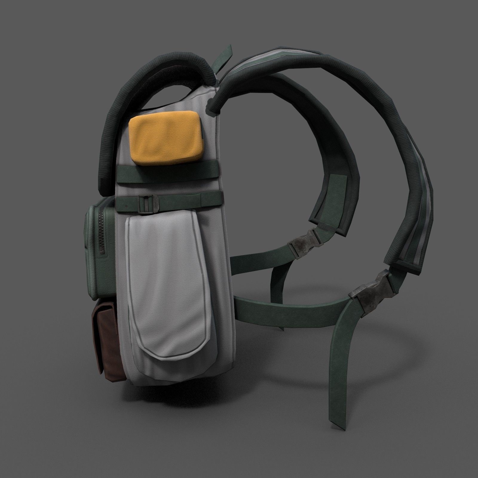 Human Backpack scifi military Low-poly 3D model_2