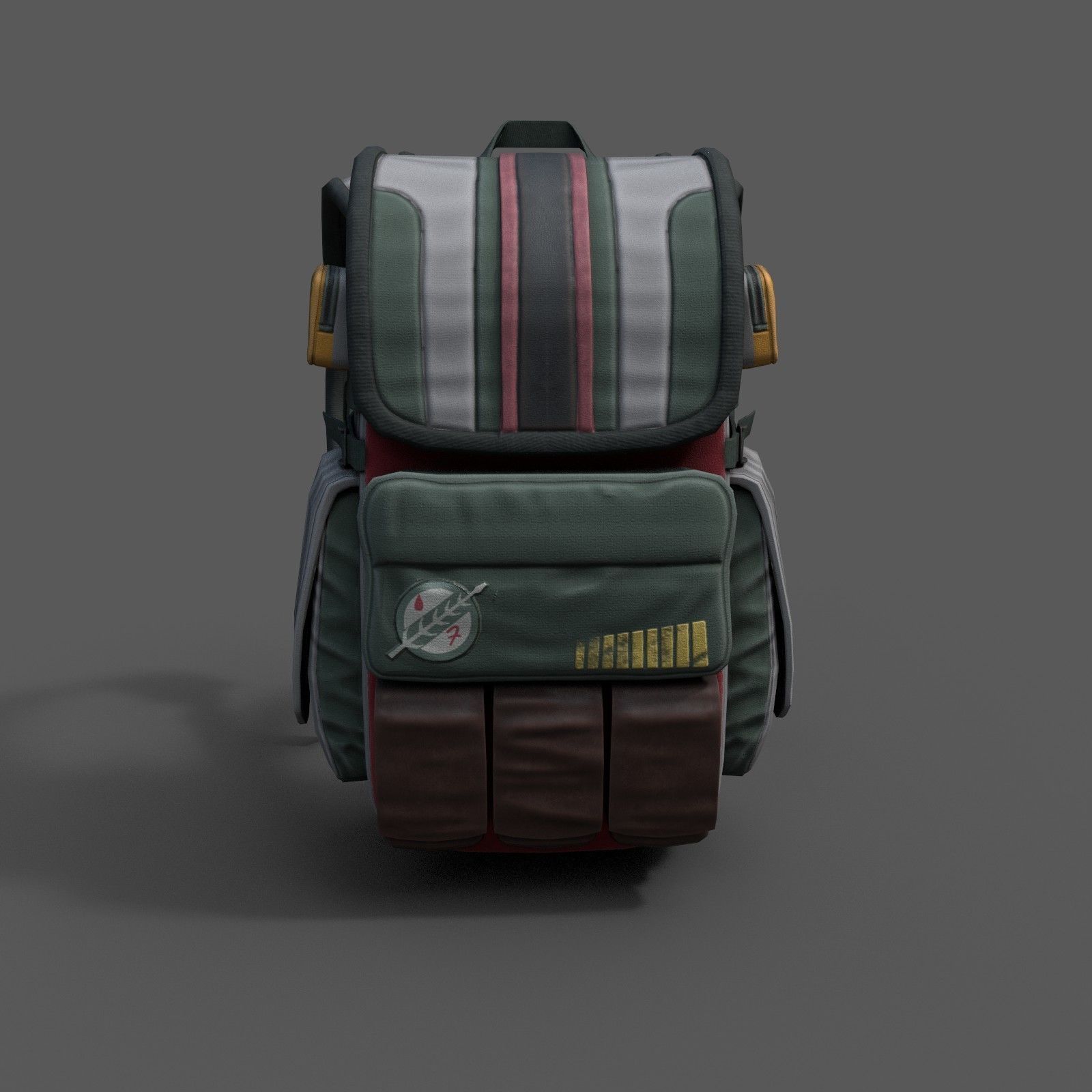 Human Backpack scifi military Low-poly 3D model_1