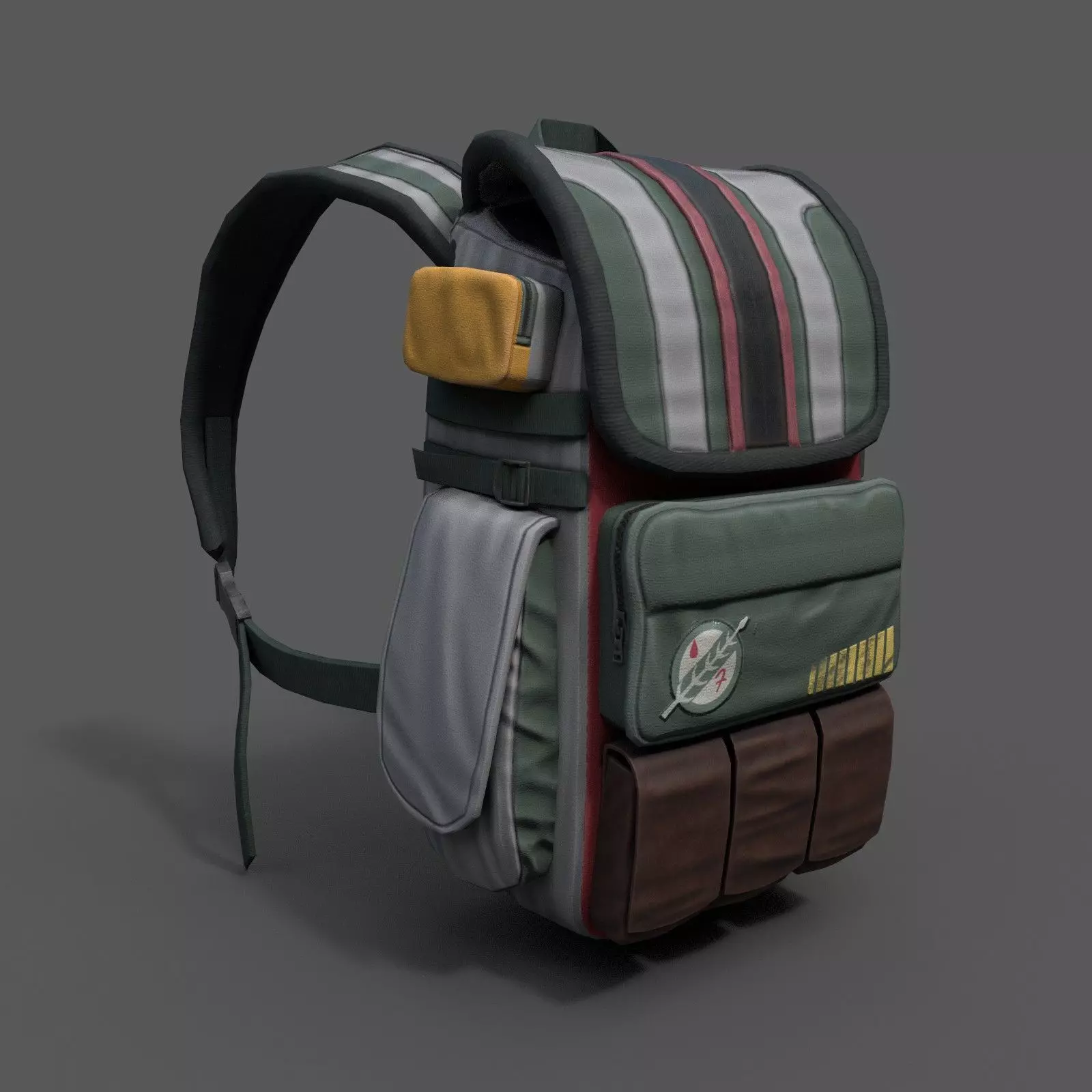 Human Backpack scifi military Low-poly 3D model_0
