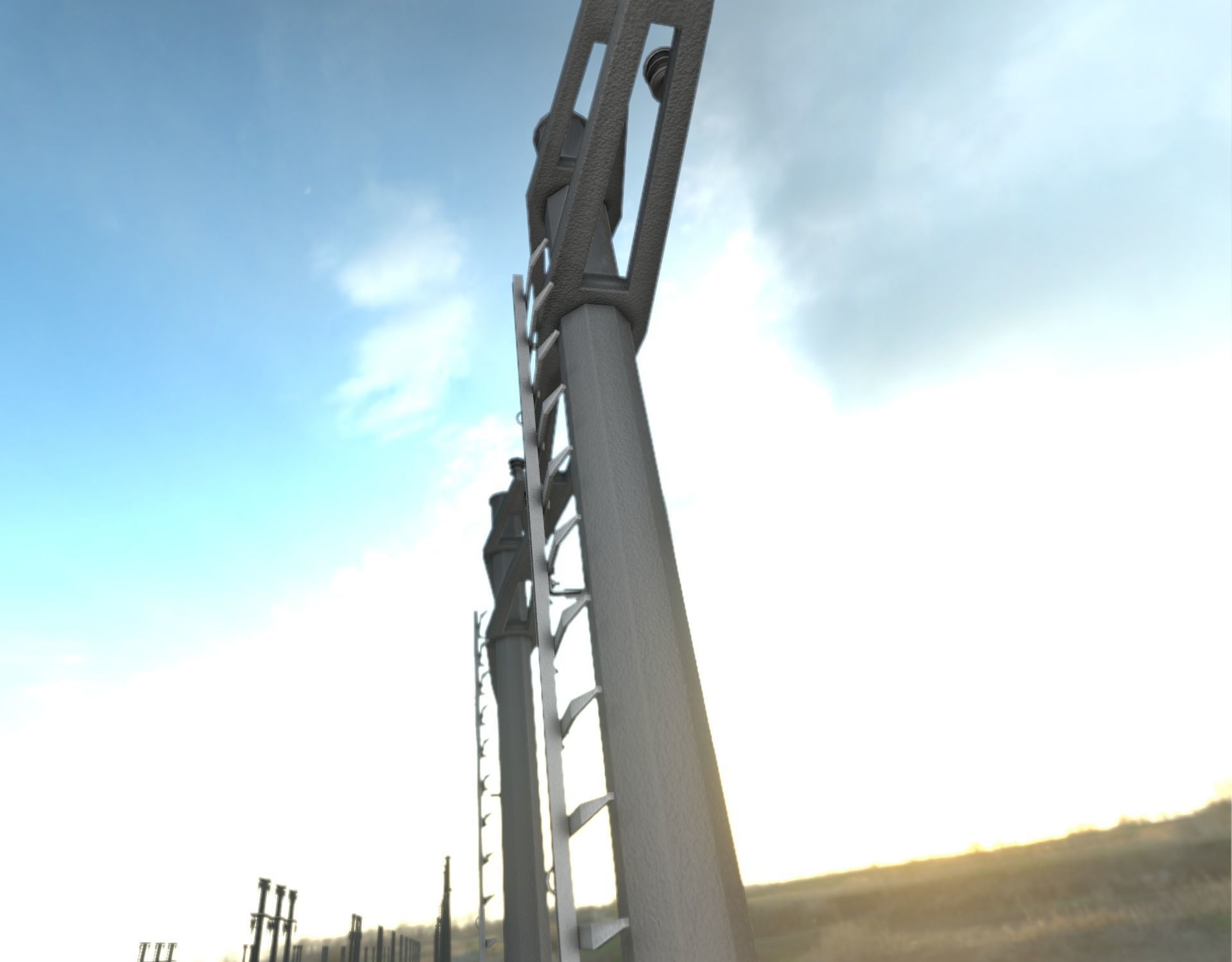 Concrete Electricity Pole with Ladder - Object 056 Low-poly 3D model_22