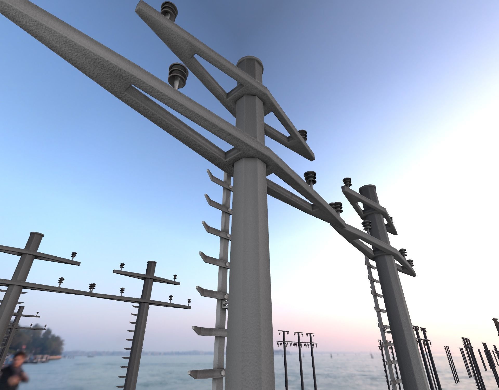 Concrete Electricity Pole with Ladder - Object 056 Low-poly 3D model_41