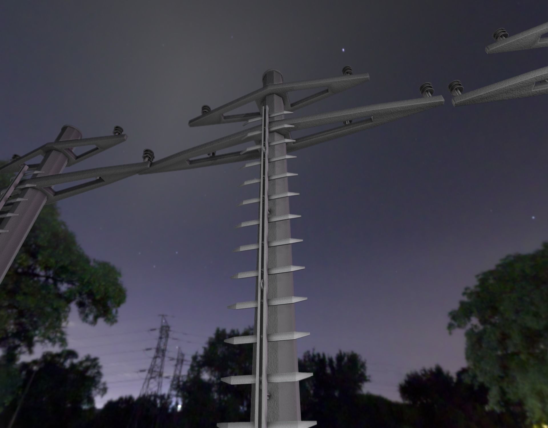Concrete Electricity Pole with Ladder - Object 056 Low-poly 3D model_23