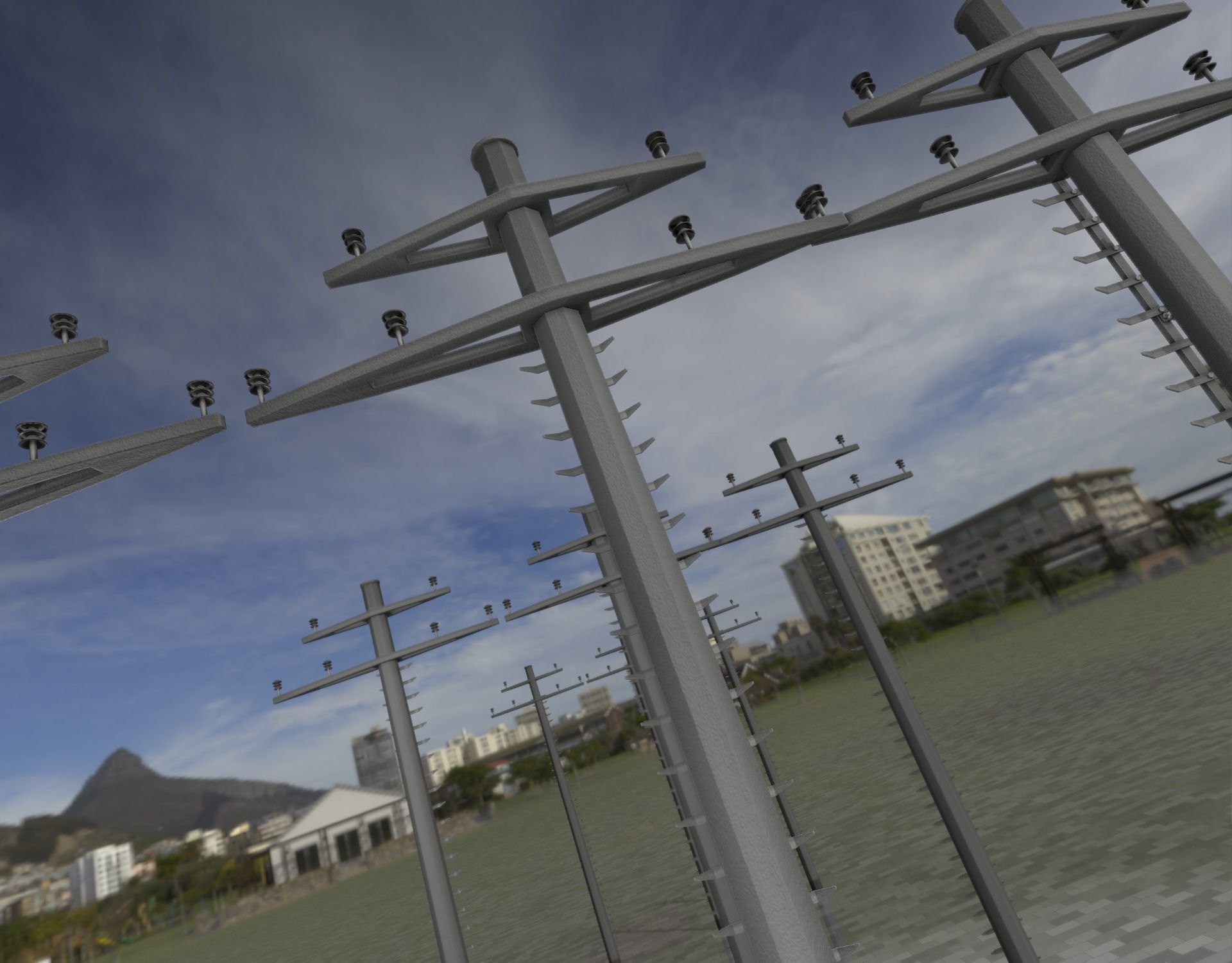 Concrete Electricity Pole with Ladder - Object 056 Low-poly 3D model_26