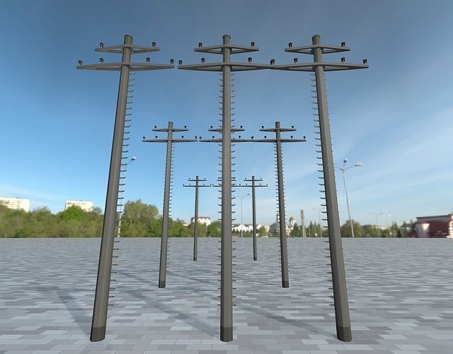 Concrete Electricity Pole with Ladder - Object 056 Low-poly 3D model
