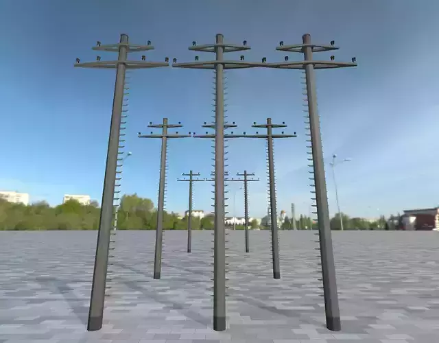 Concrete Electricity Pole with Ladder - Object 056 Low-poly 3D model