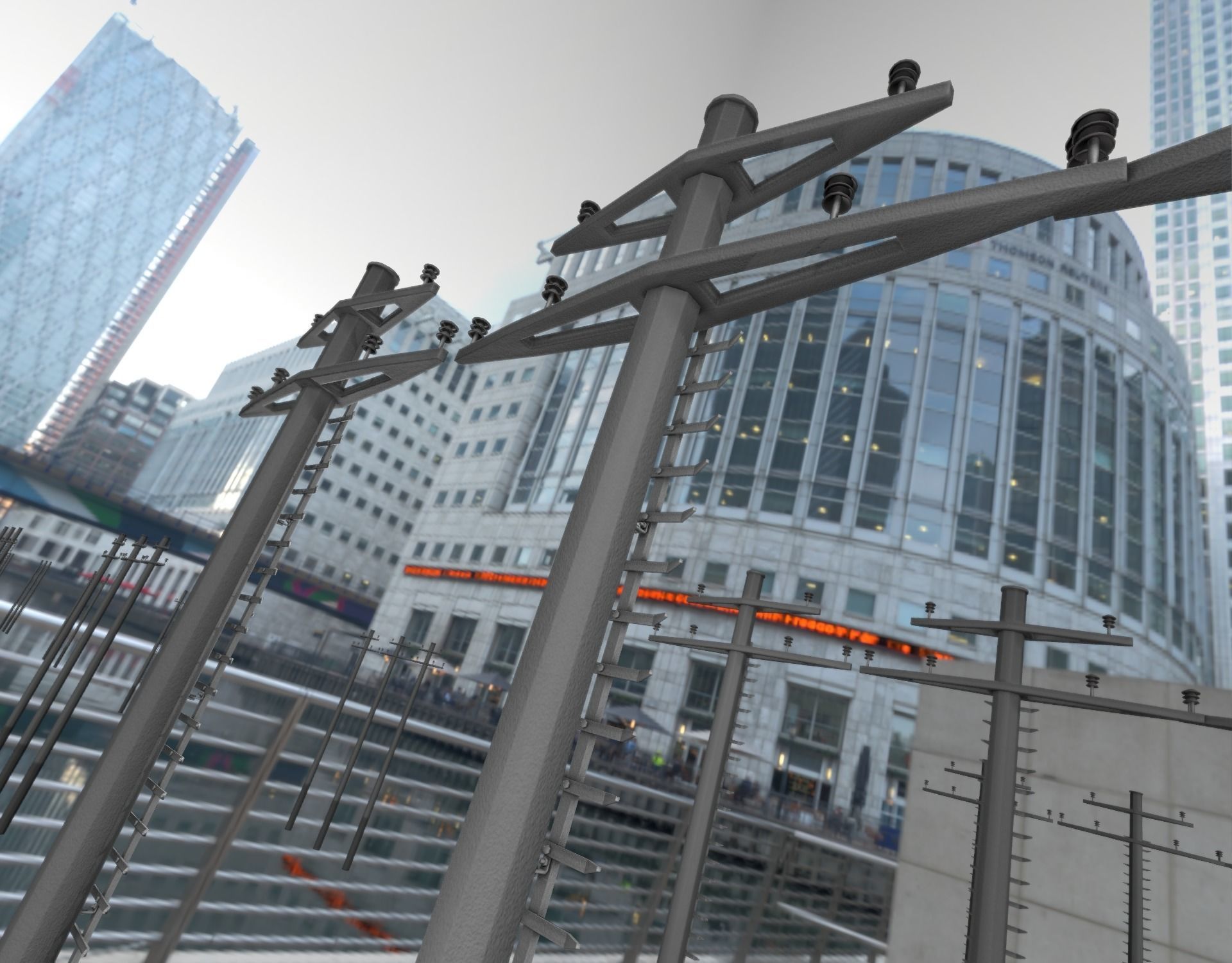 Concrete Electricity Pole with Ladder - Object 056 Low-poly 3D model_18