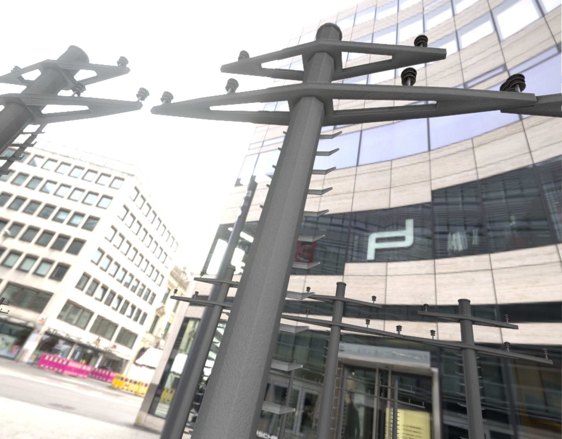 Concrete Electricity Pole with Ladder - Object 056 Low-poly 3D model_50