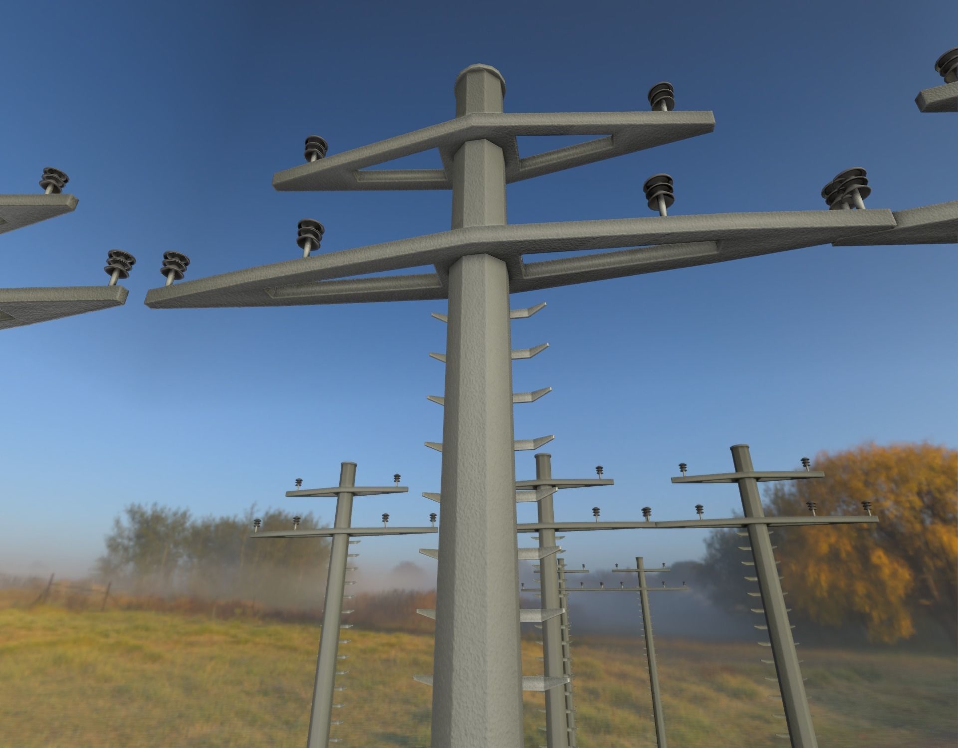 Concrete Electricity Pole with Ladder - Object 056 Low-poly 3D model_7