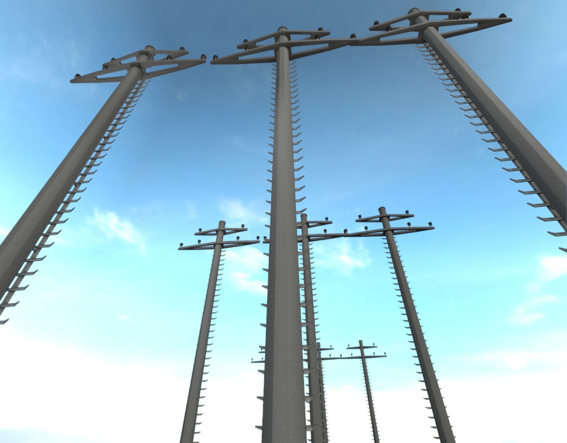 Concrete Electricity Pole with Ladder - Object 056 Low-poly 3D model_12
