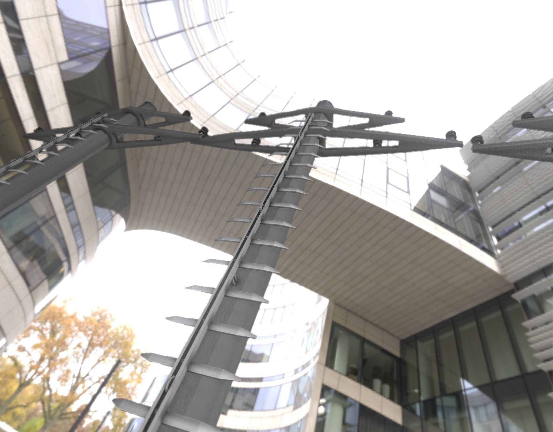 Concrete Electricity Pole with Ladder - Object 056 Low-poly 3D model_43