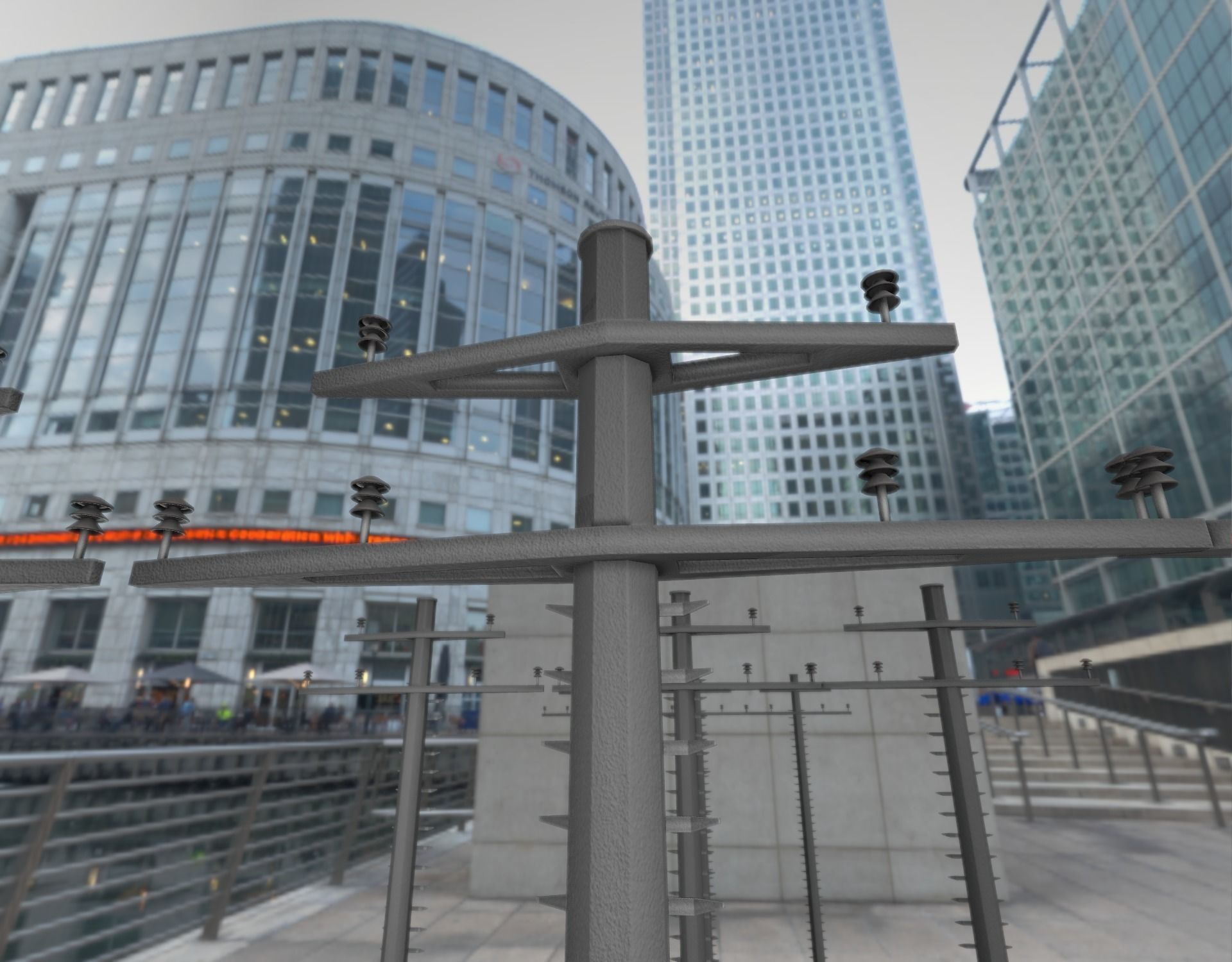 Concrete Electricity Pole with Ladder - Object 056 Low-poly 3D model_6