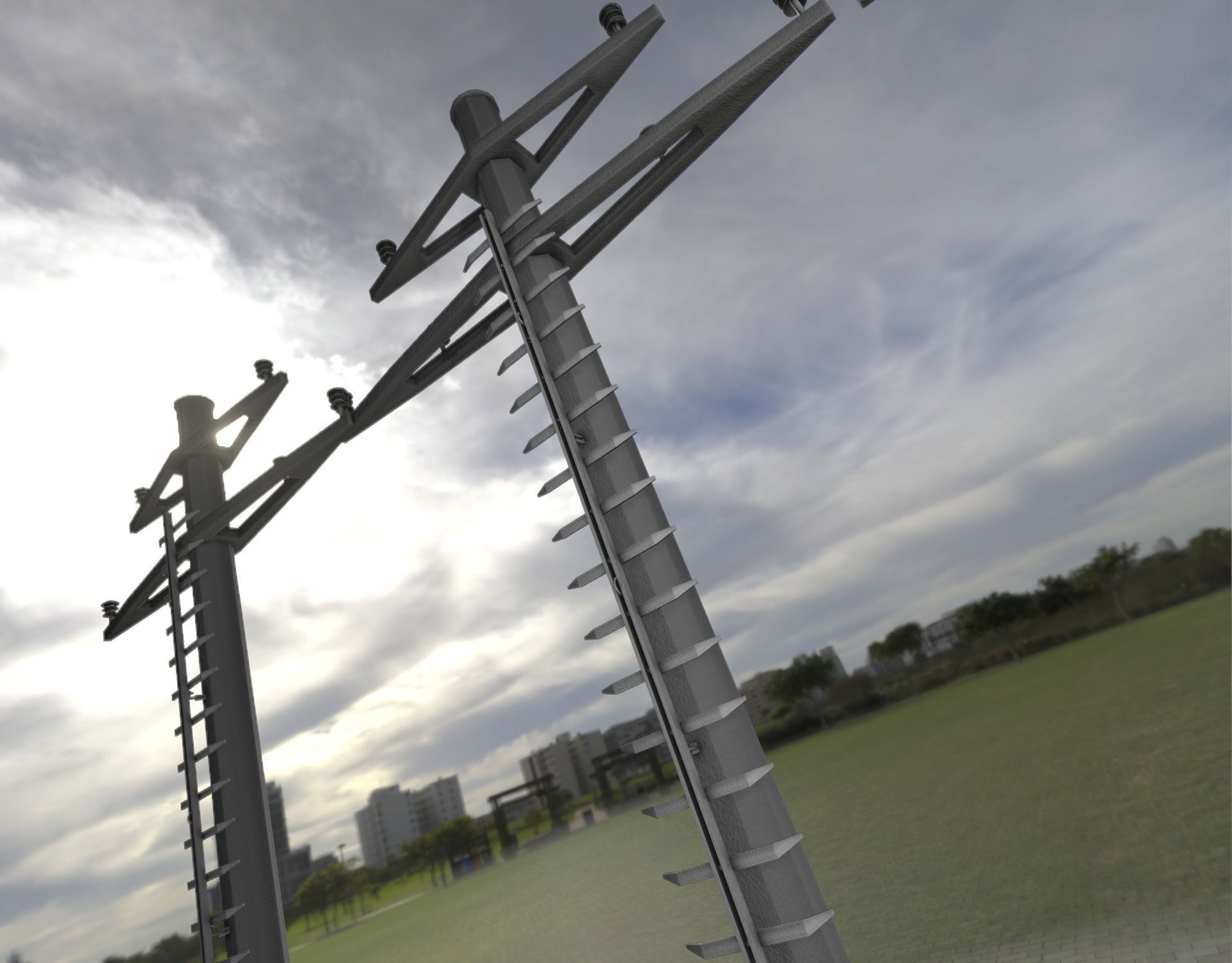 Concrete Electricity Pole with Ladder - Object 056 Low-poly 3D model_48