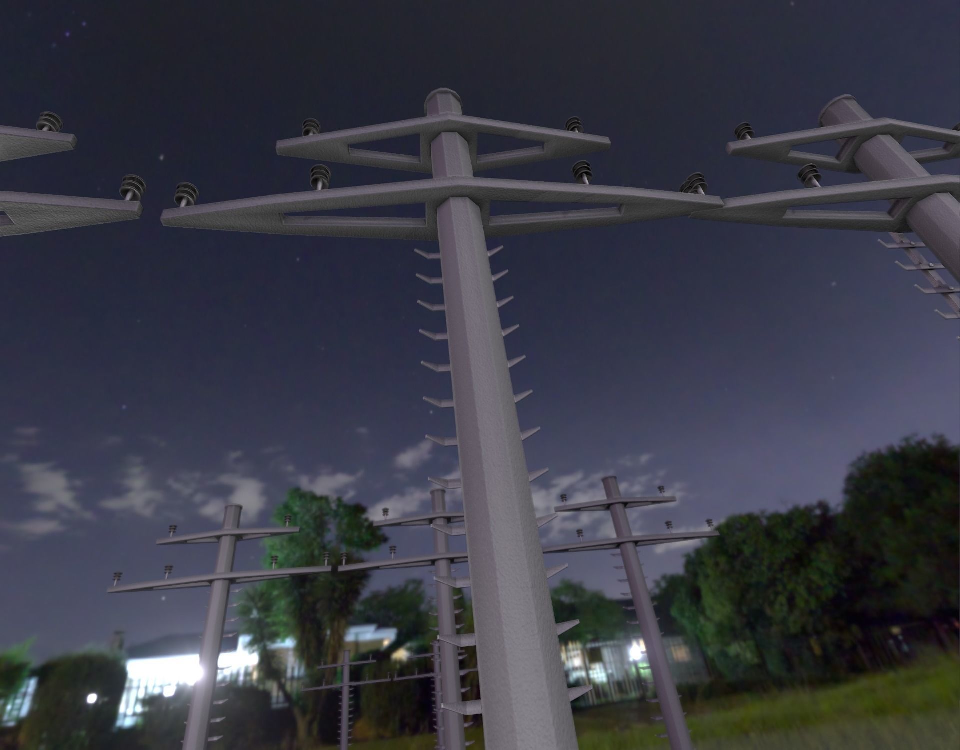 Concrete Electricity Pole with Ladder - Object 056 Low-poly 3D model_44