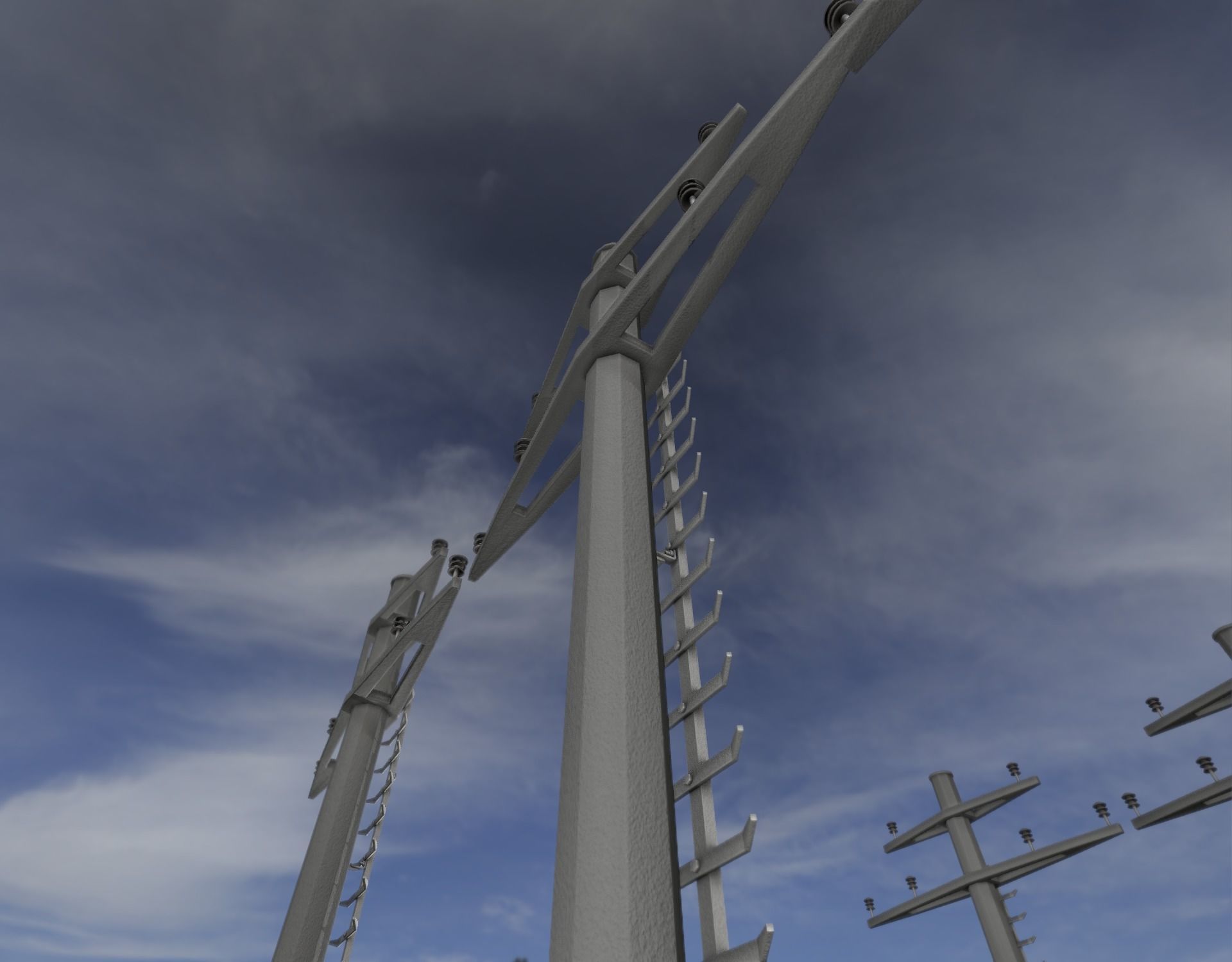 Concrete Electricity Pole with Ladder - Object 056 Low-poly 3D model_46