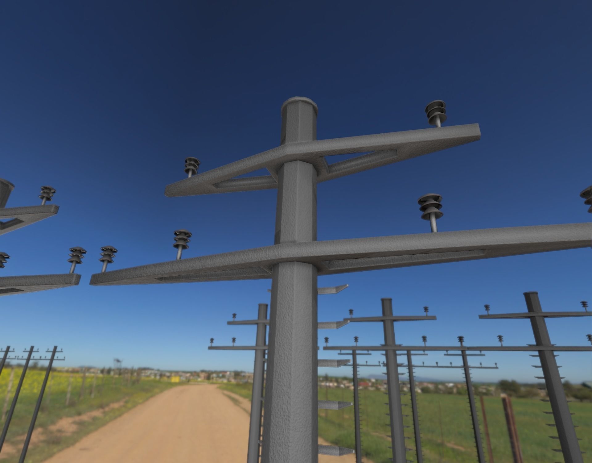 Concrete Electricity Pole with Ladder - Object 056 Low-poly 3D model_3