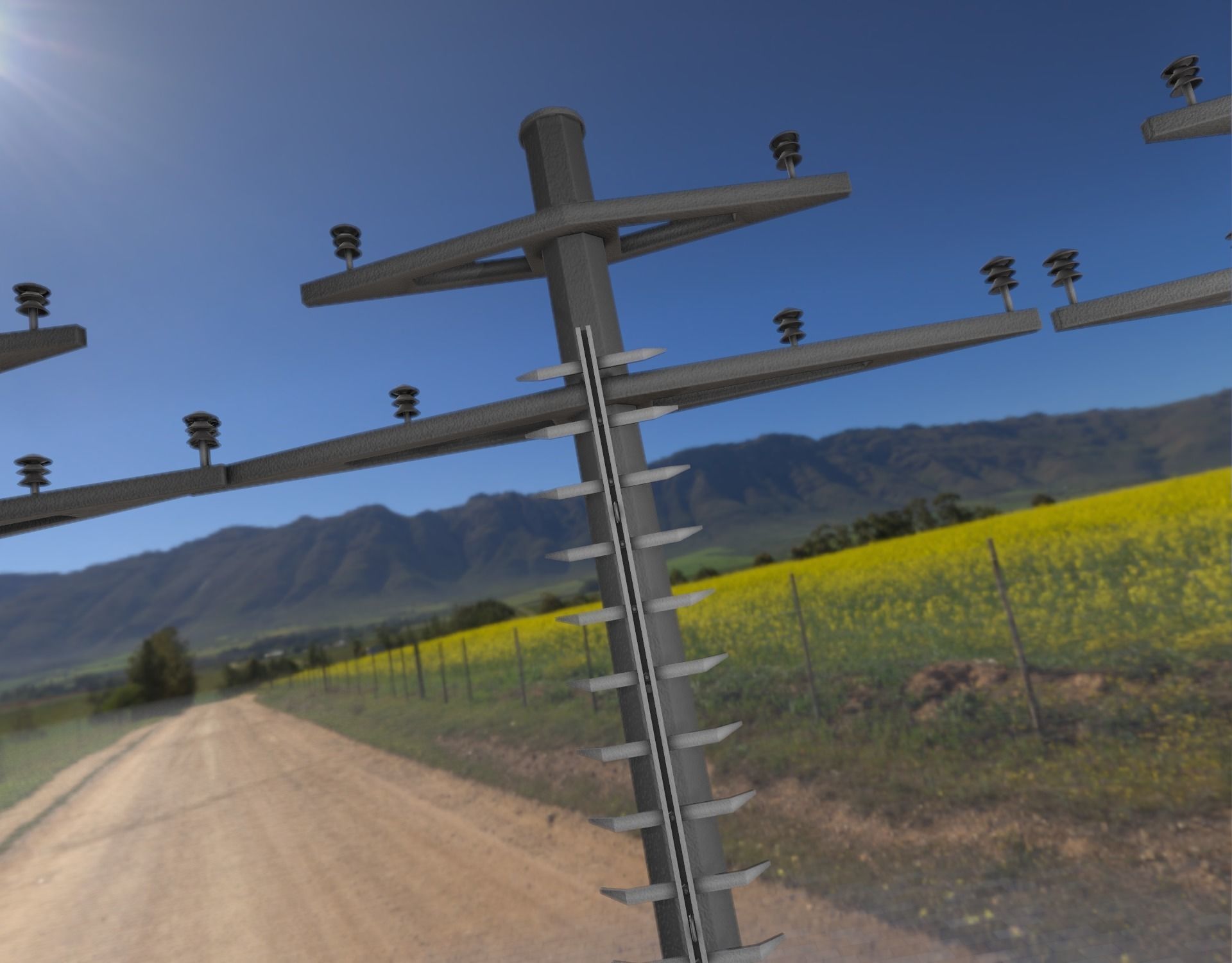 Concrete Electricity Pole with Ladder - Object 056 Low-poly 3D model_20