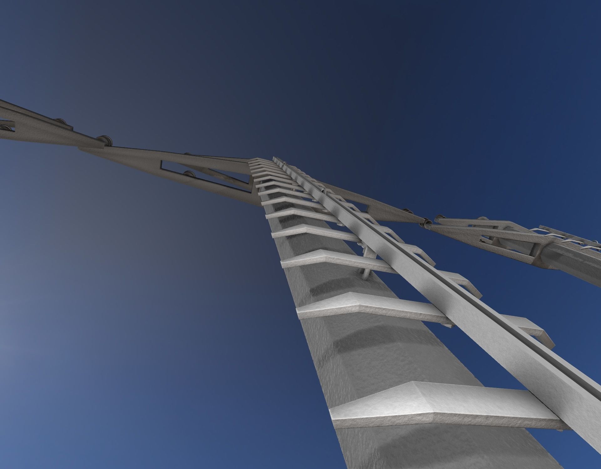 Concrete Electricity Pole with Ladder - Object 056 Low-poly 3D model_42