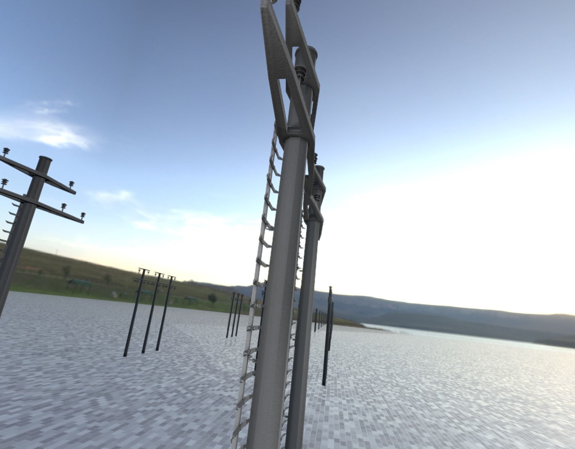 Concrete Electricity Pole with Ladder - Object 056 Low-poly 3D model_47