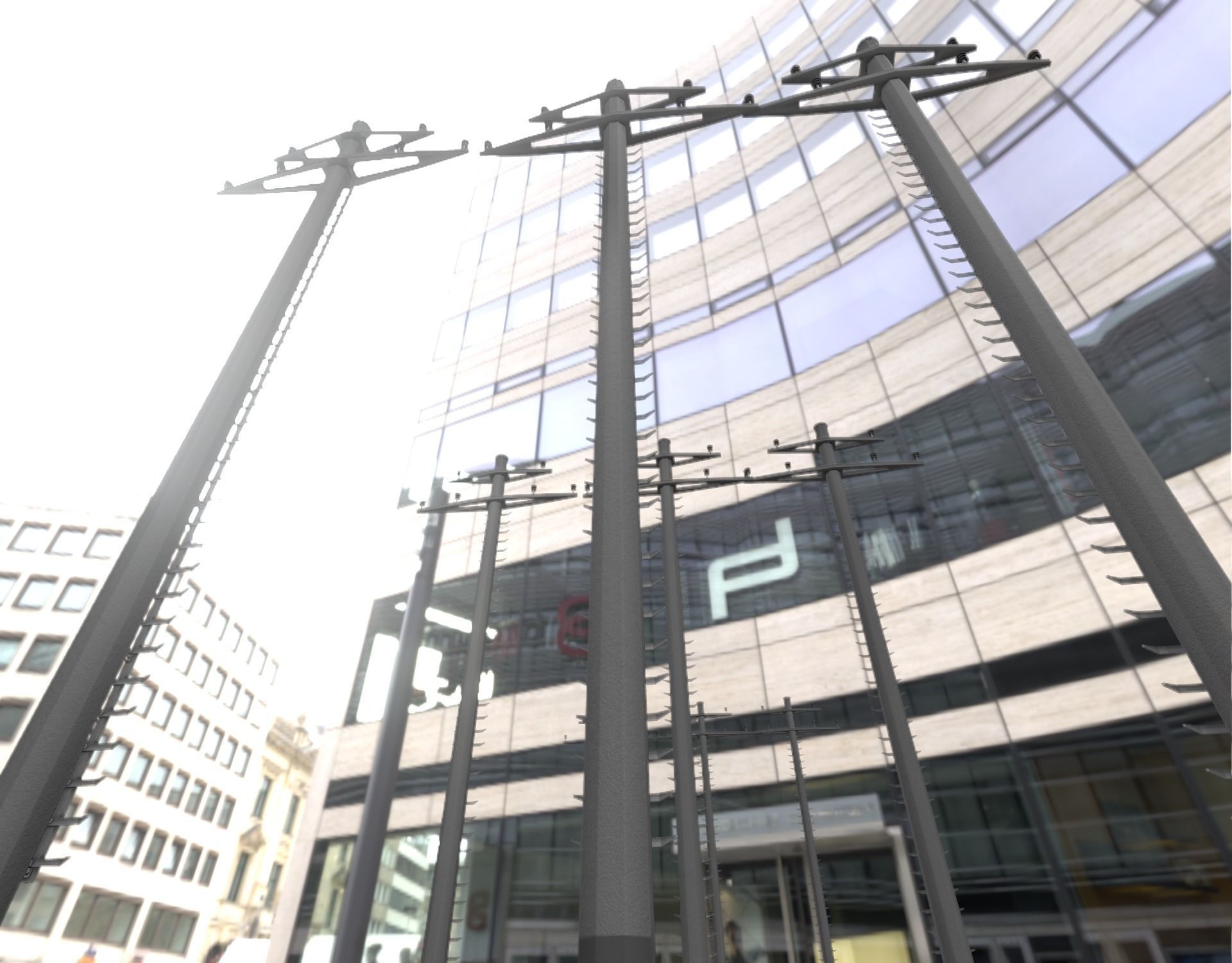 Concrete Electricity Pole with Ladder - Object 056 Low-poly 3D model_5