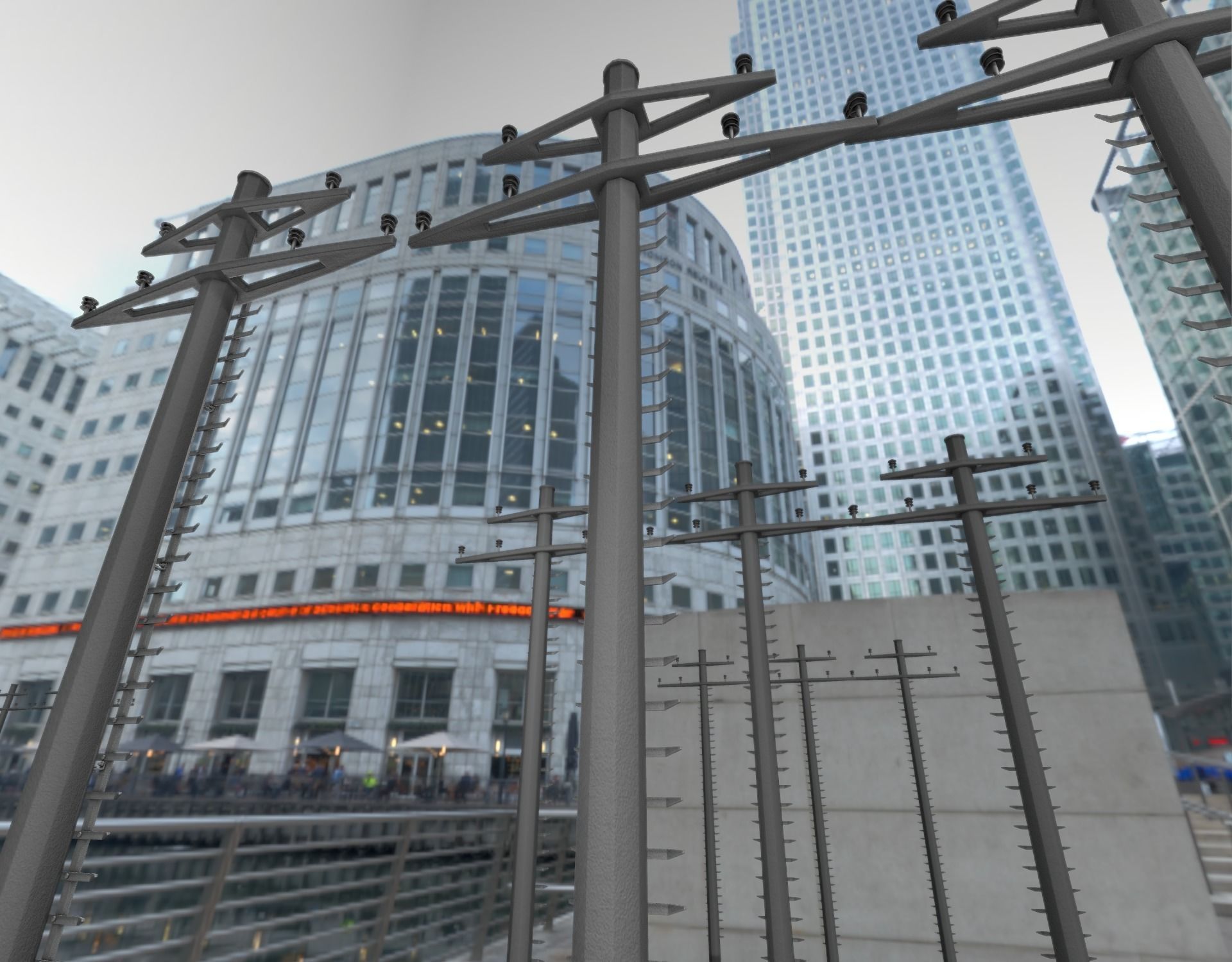 Concrete Electricity Pole with Ladder - Object 056 Low-poly 3D model_9