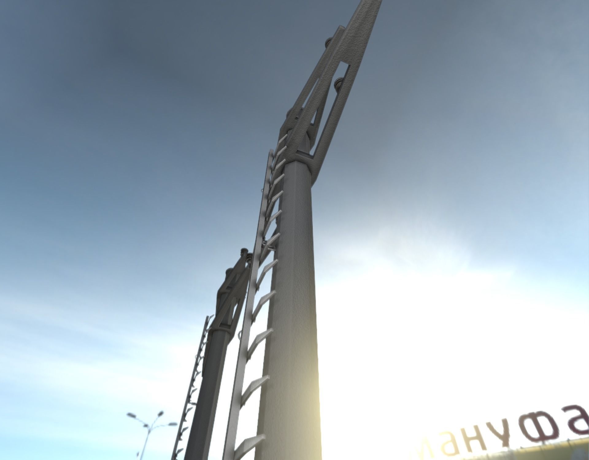 Concrete Electricity Pole with Ladder - Object 056 Low-poly 3D model_32