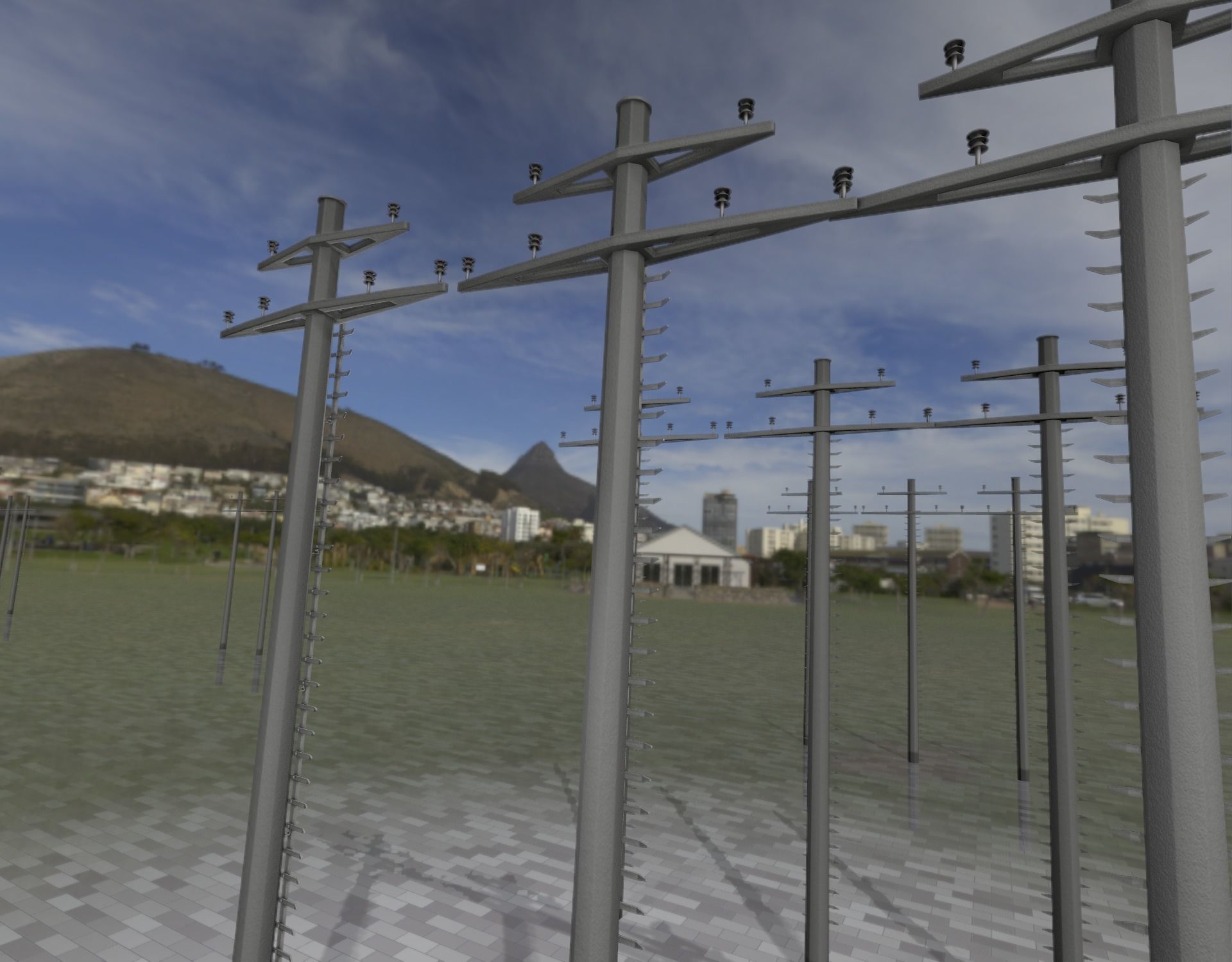 Concrete Electricity Pole with Ladder - Object 056 Low-poly 3D model_10